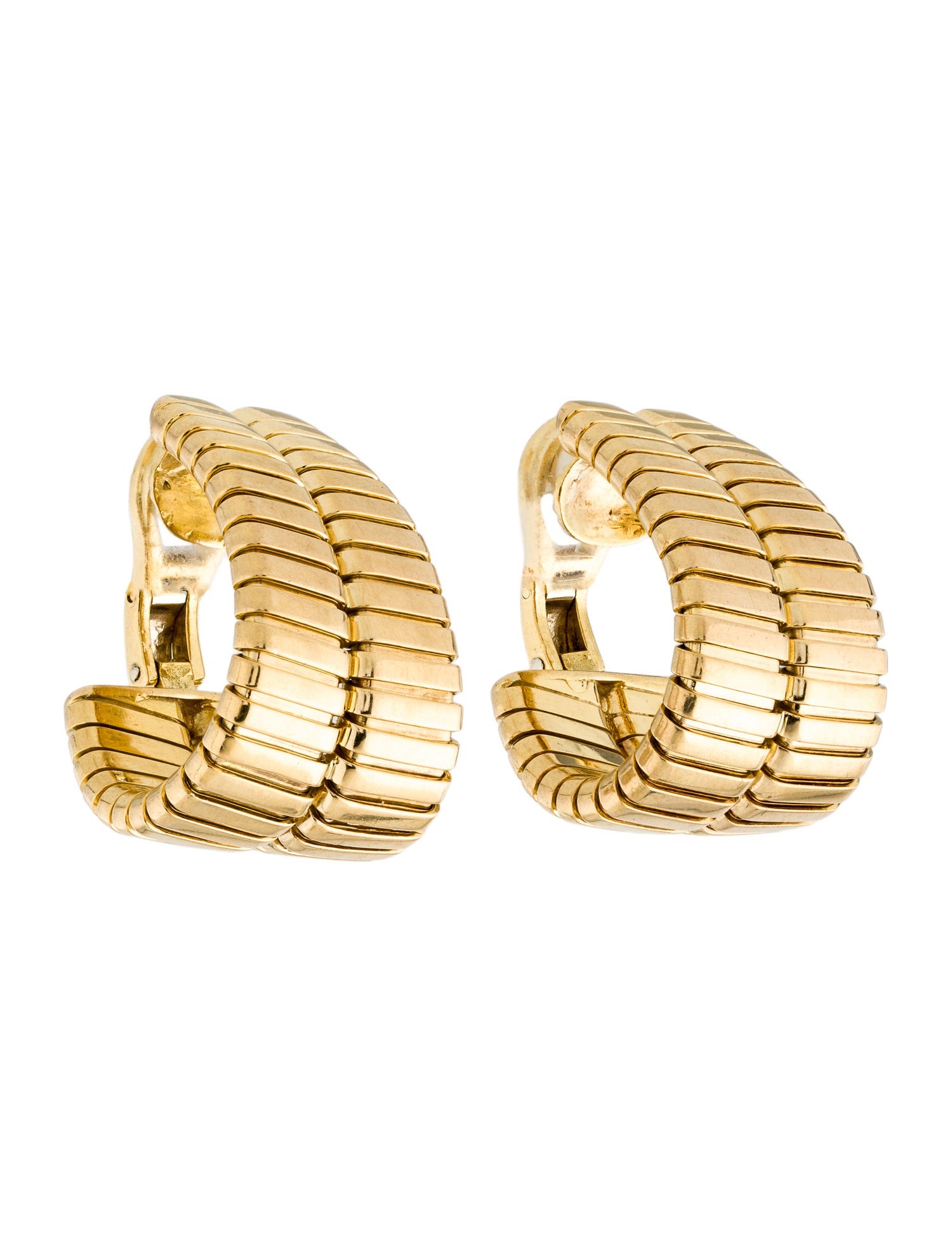 Bvlgari Vintage 18K Double Tubogas Hoop Clip-On Earrings