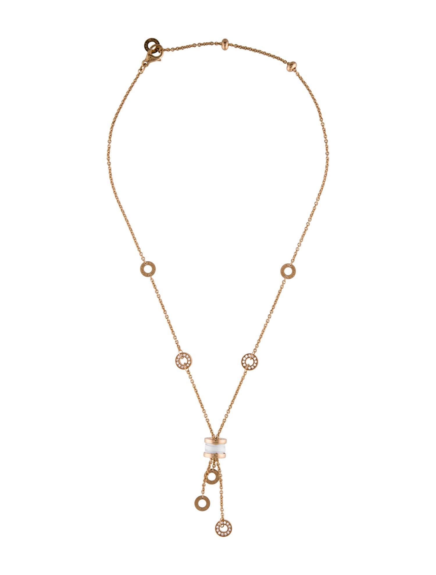 Bvlgari 18K Ceramic & Diamond B.zero1 Lavalier Necklace