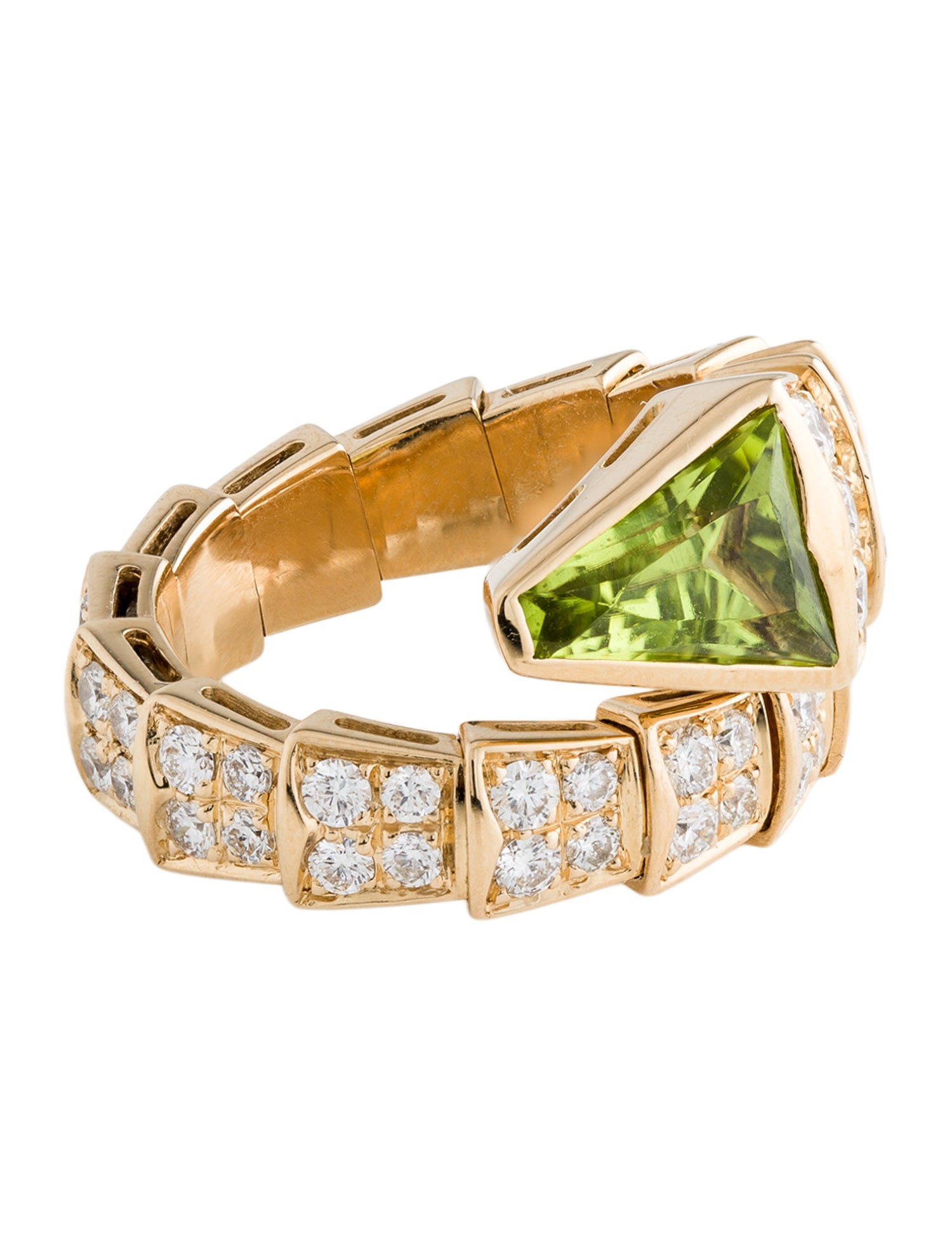 Bvlgari 18K Peridot & Diamond Serpenti Viper Cocktail Ring