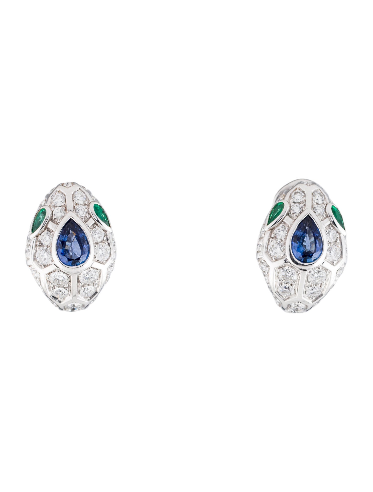 Bvlgari 18K Sapphire, Emerald & Diamond Serpenti Seduttori Earclip Earrings