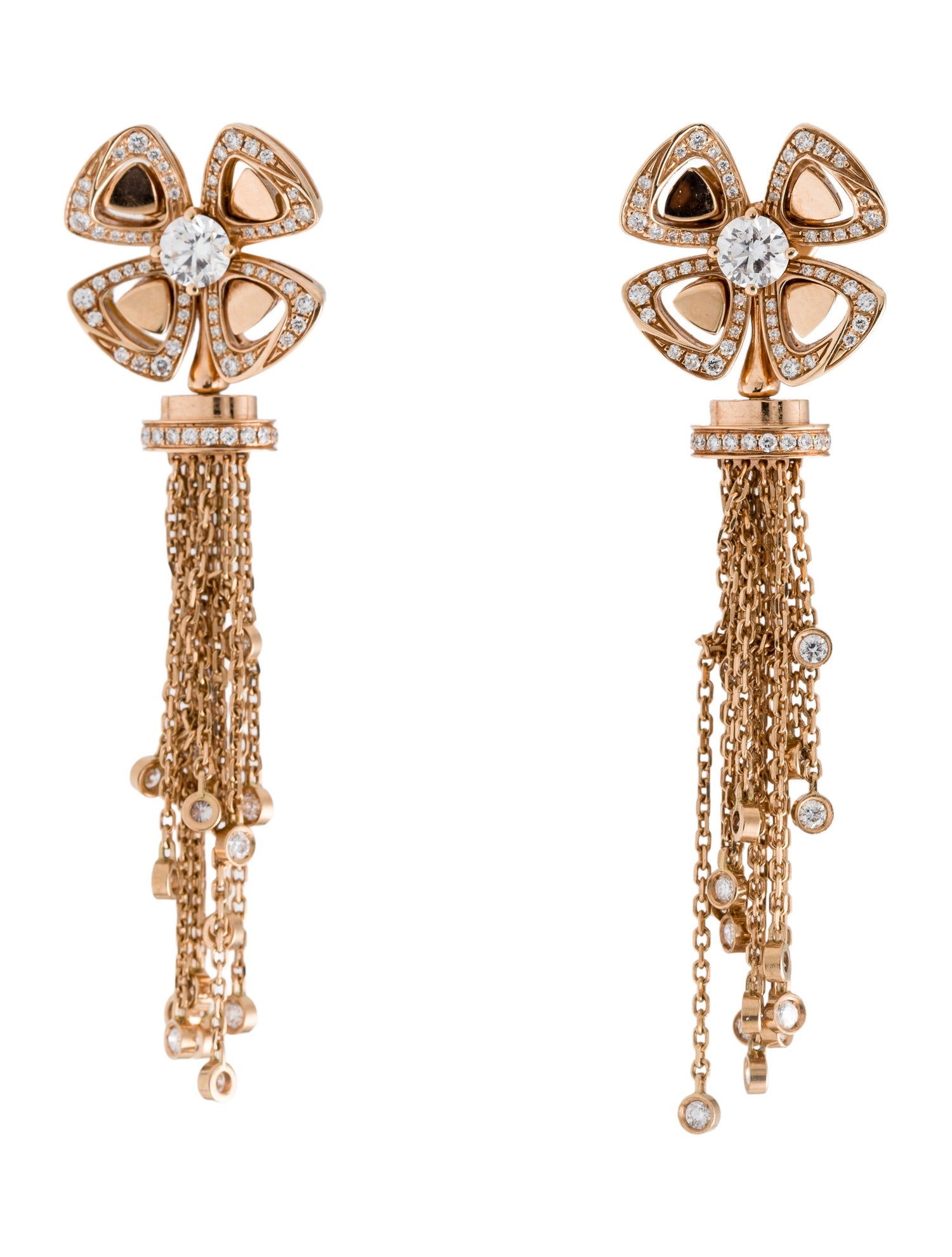 Bvlgari 18K 1.05ctw Diamond Fiorever Drop Earrings