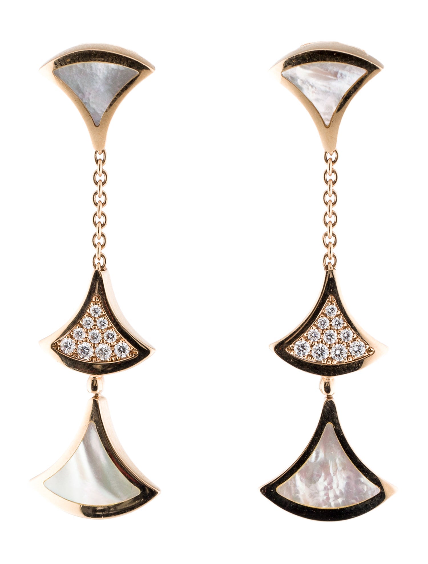 Bvlgari 18K Mother of Pearl & Diamond Divas' Dream Drop Earrings