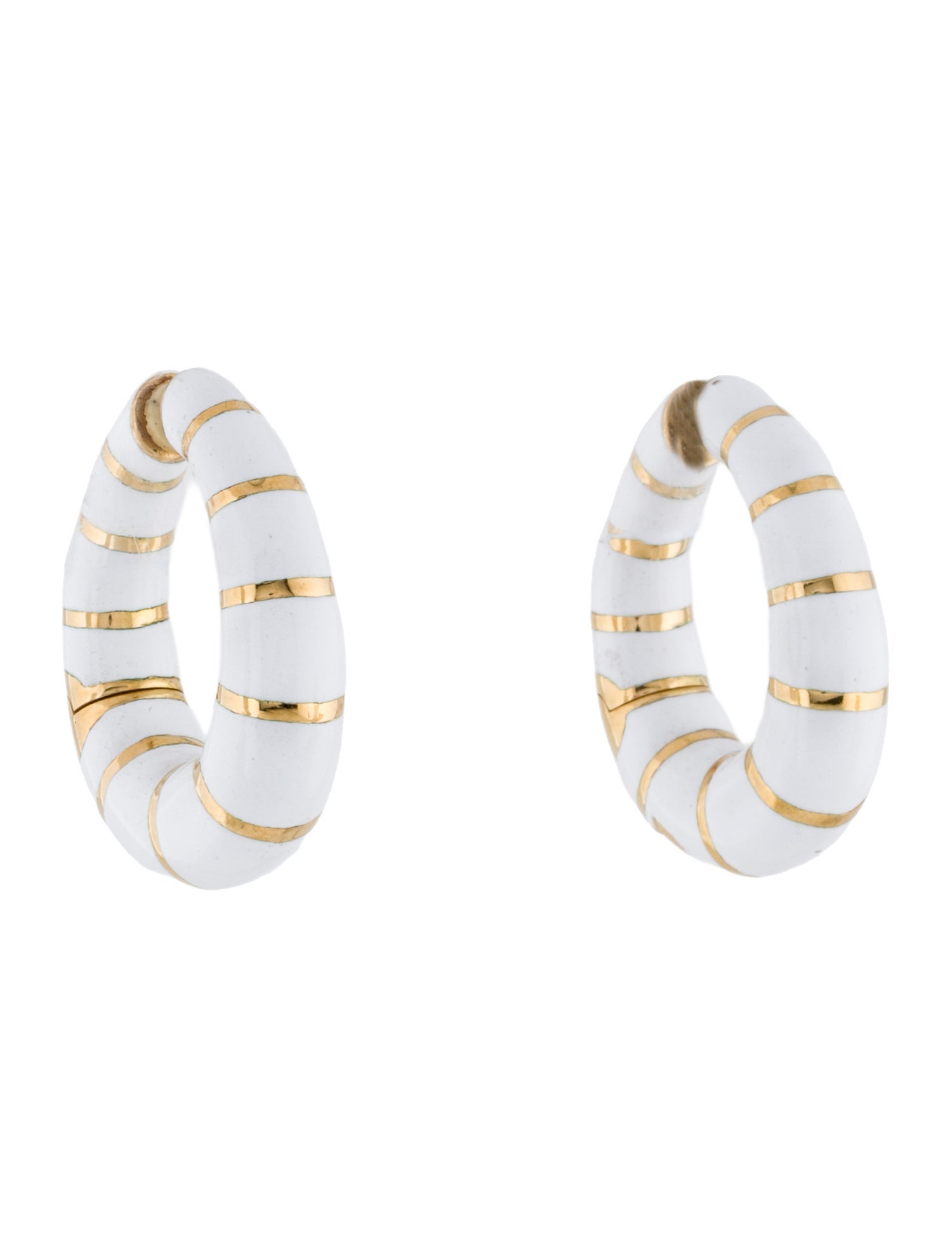 Bvlgari Vintage 18K Enamel Hoop Clip On Earrings