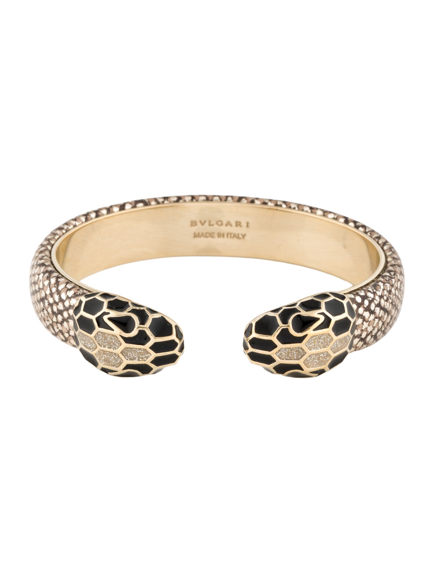 Bvlgari Leather & Enamel Serpenti Forever Bracelet