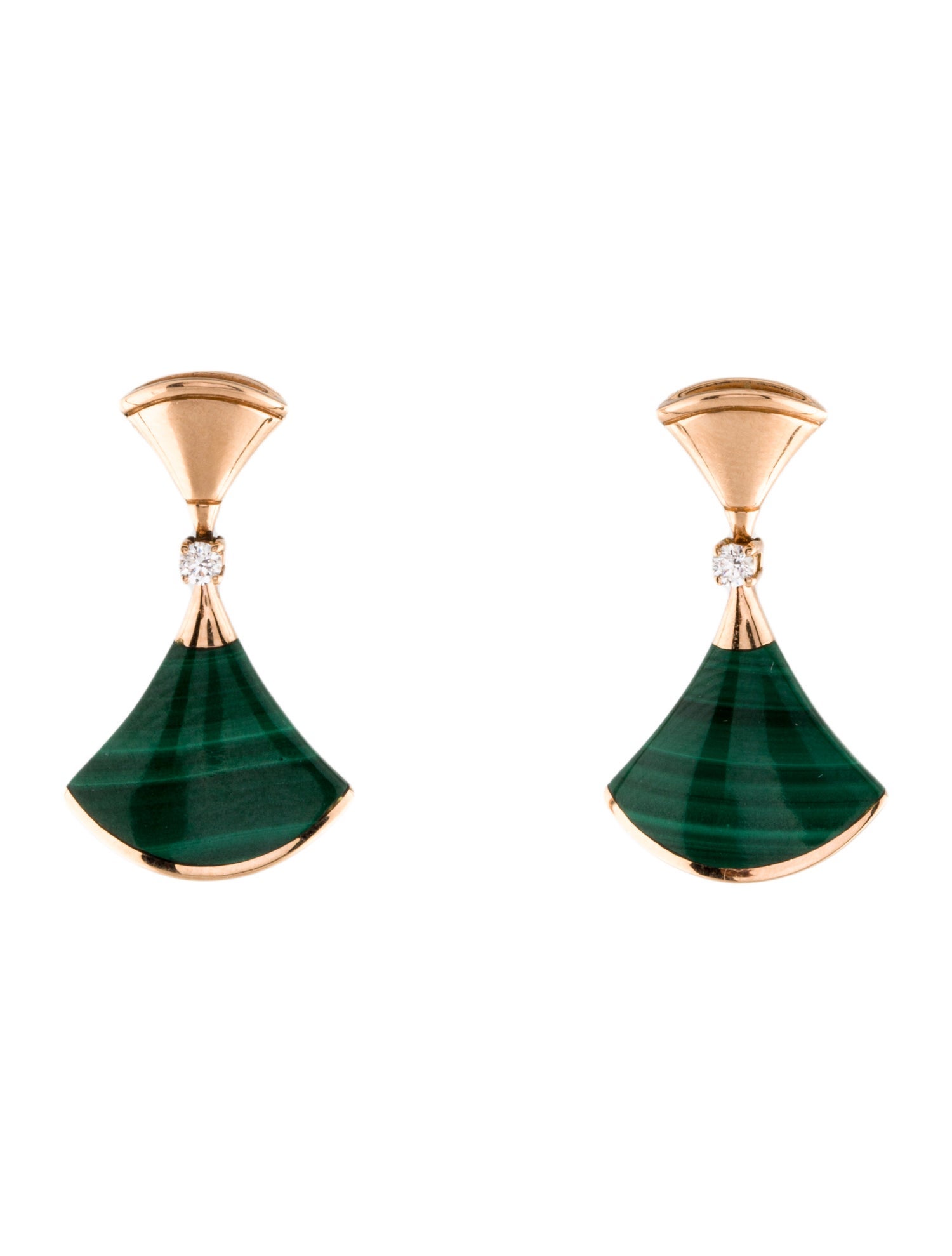 Bvlgari 18K Diamond & Malachite Diva's Dream Stud Drop Earrings