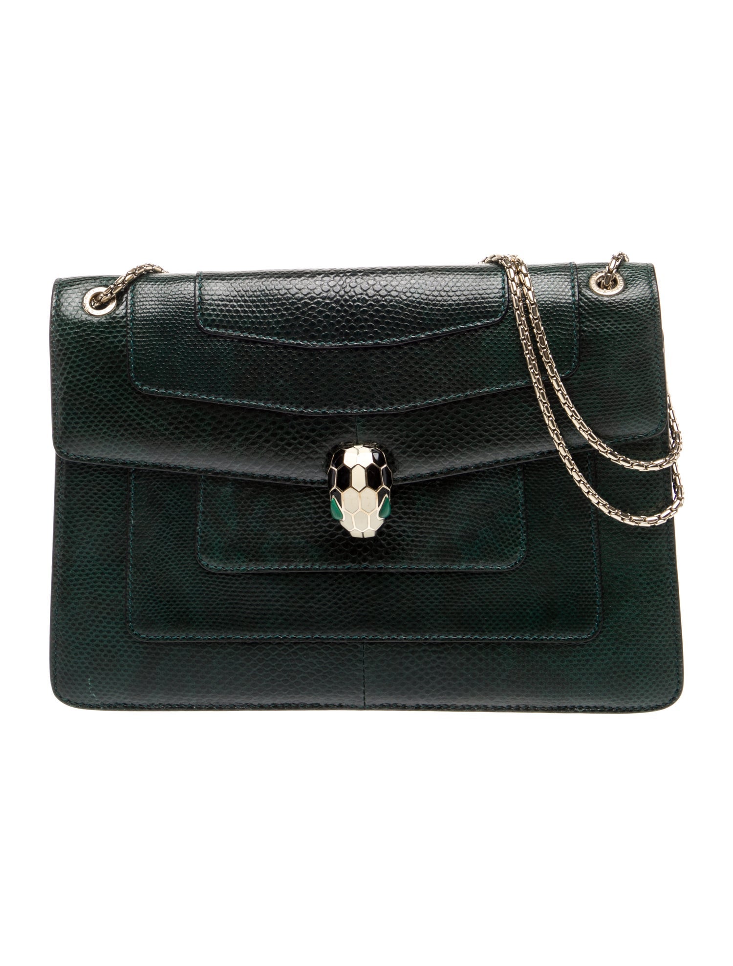 Bvlgari Embossed Leather Shoulder Bag