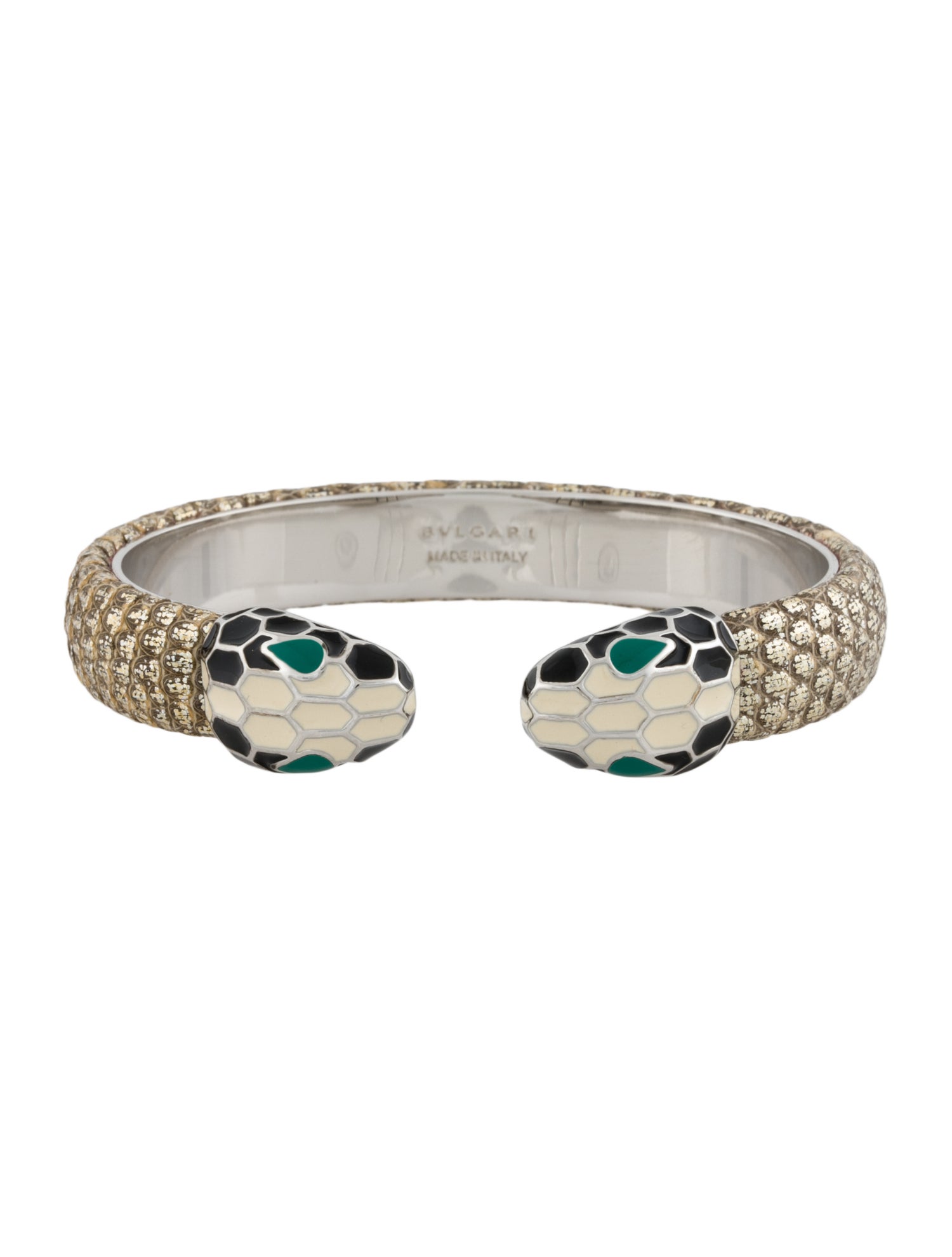 Bvlgari Leather & Enamel Serpenti Forever Bracelet