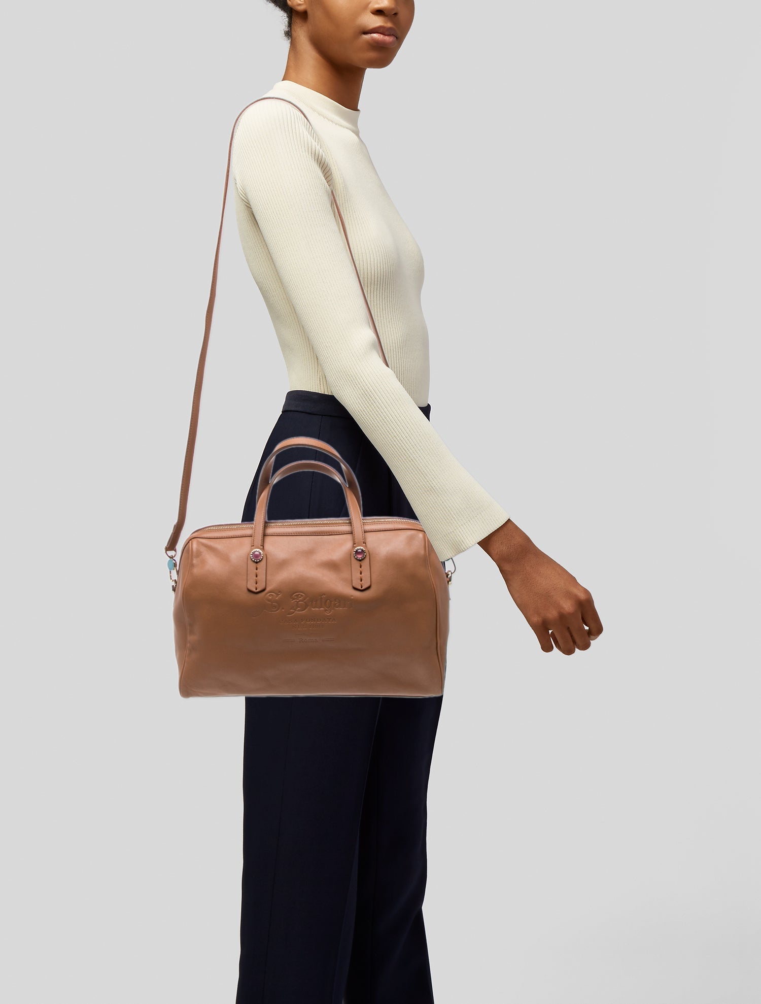 Bvlgari Leather Top Handle Bag