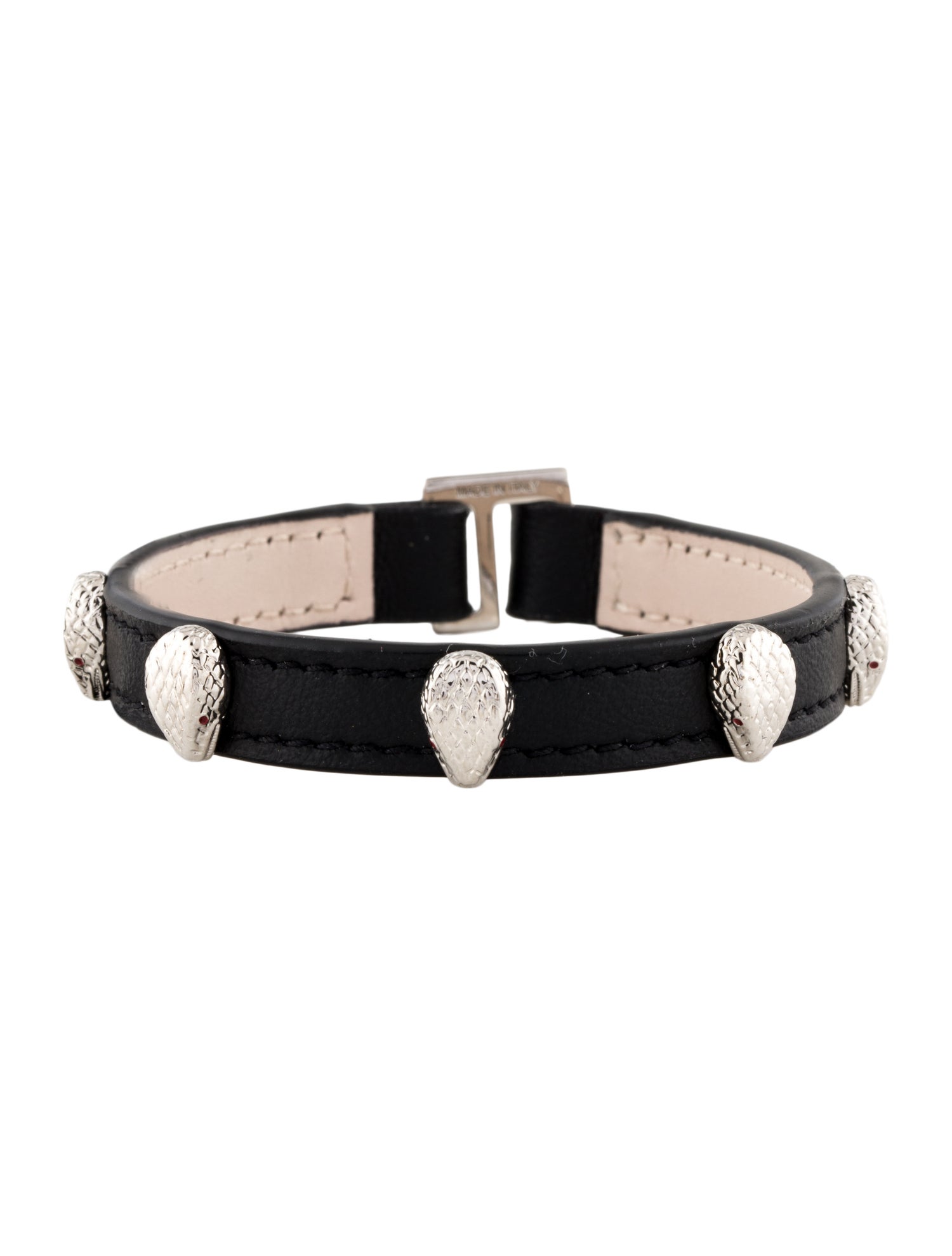 Bvlgari Leather Serpenti Stud Bracelet