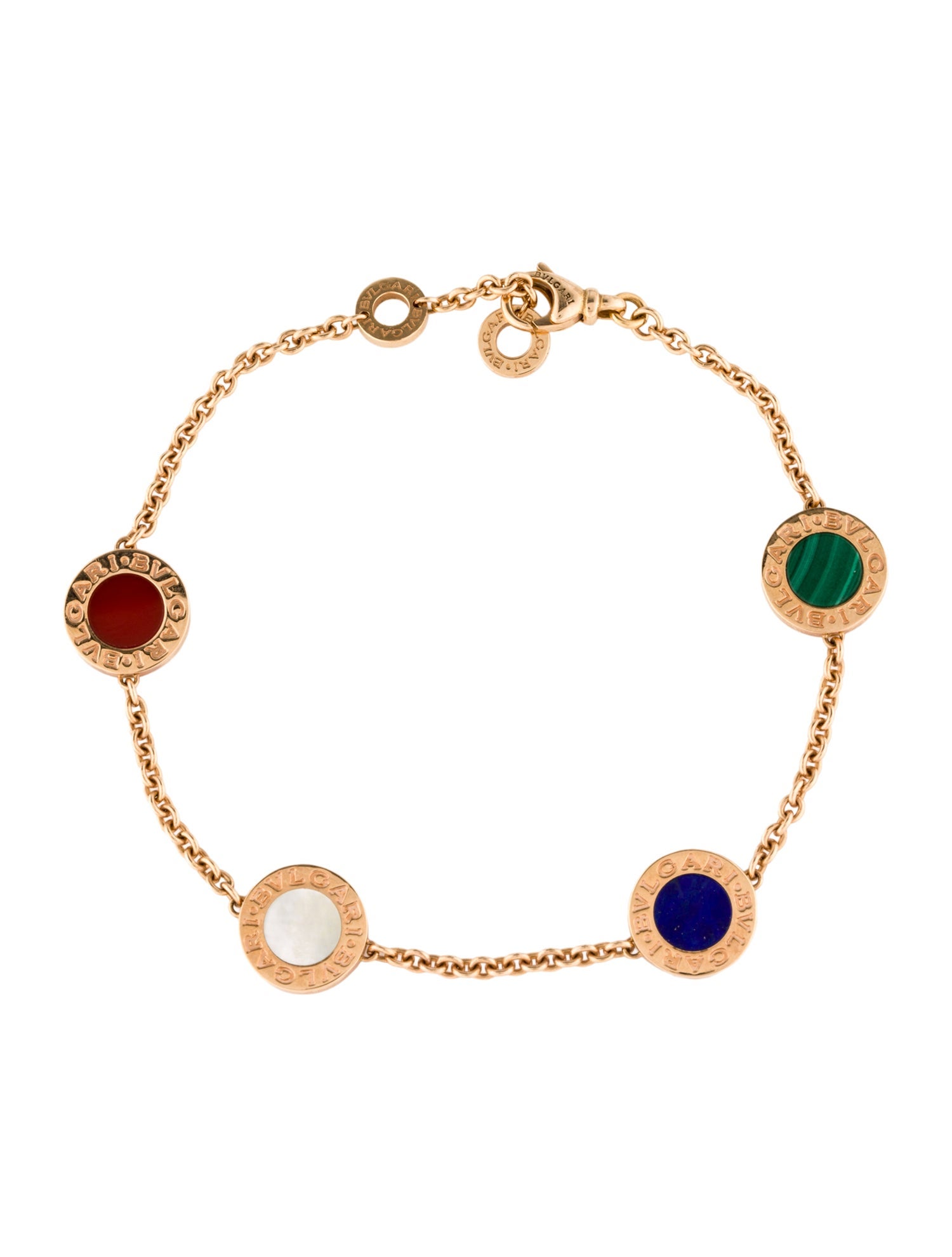 Bvlgari 18K Mother of Pearl & Multistone Station Bracelet