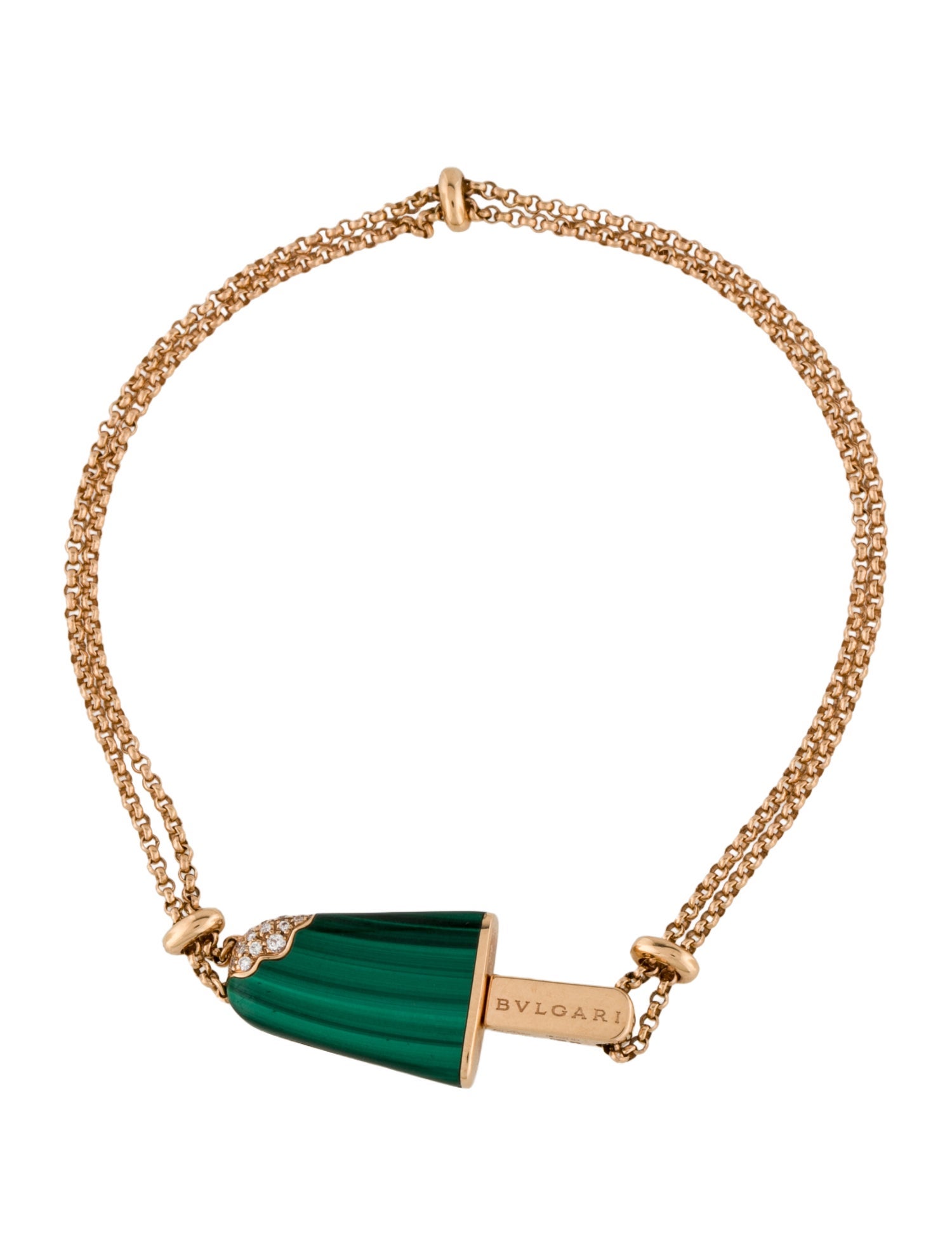 Bvlgari 18K Malachite & Diamond Gelati Bracelet