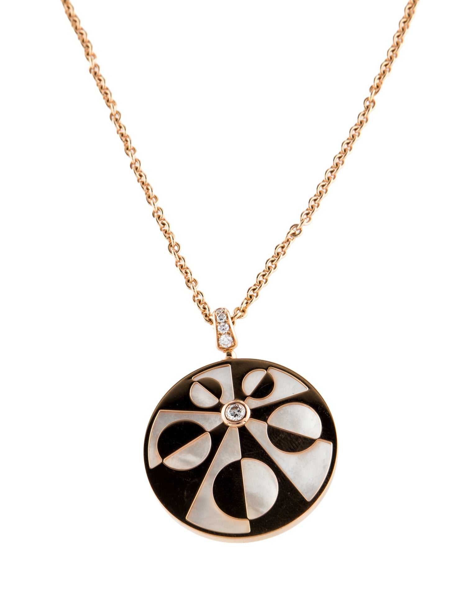 Bvlgari 18K Mother Of Pearl & Diamond Intarsio Pendant Necklace