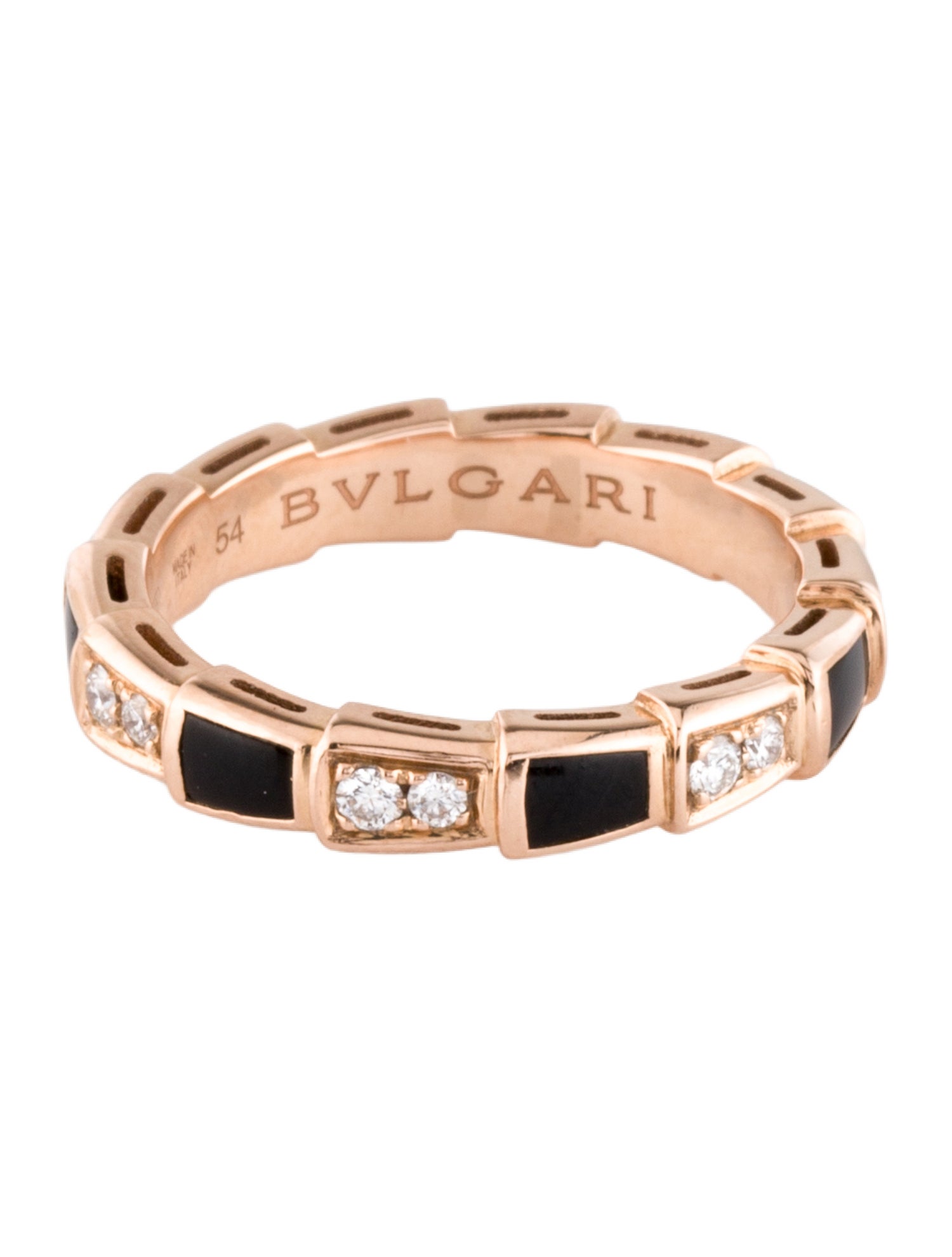 Bvlgari 18K Diamond & Onyx Serpenti Viper Ring