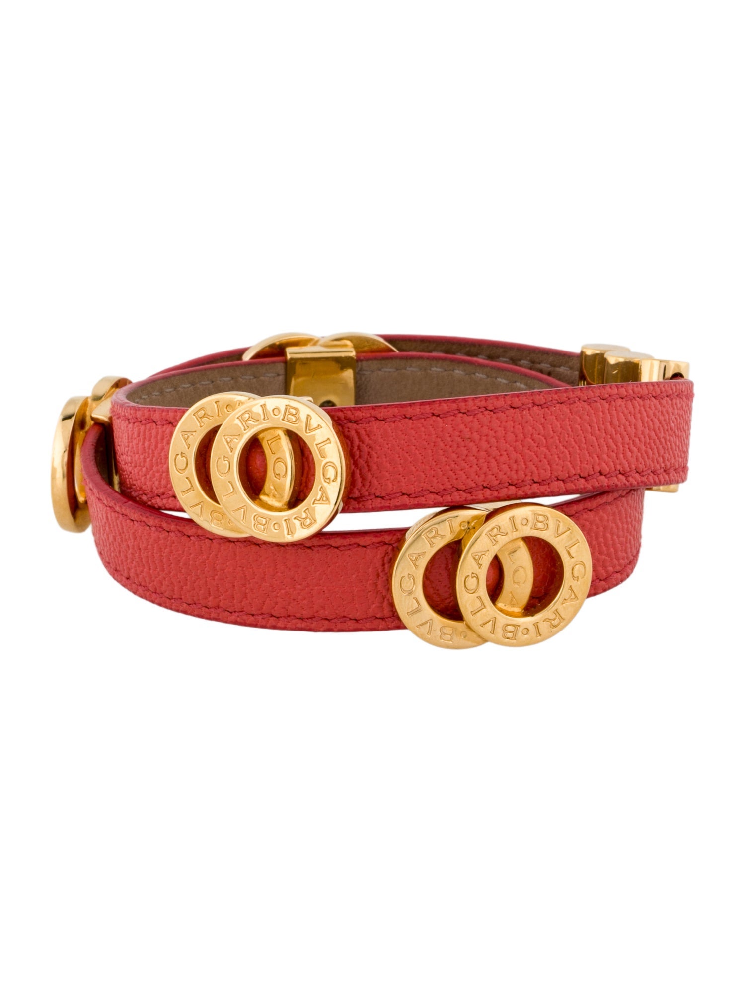 Bvlgari Leather Station Double Wrap Bracelet