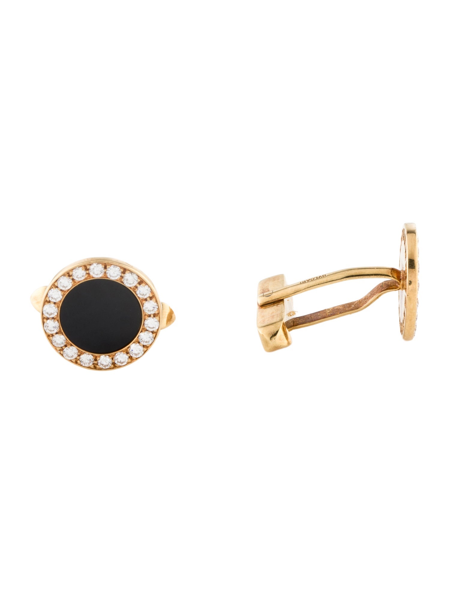 Bvlgari Vintage 18K Diamond & Onyx Cufflink