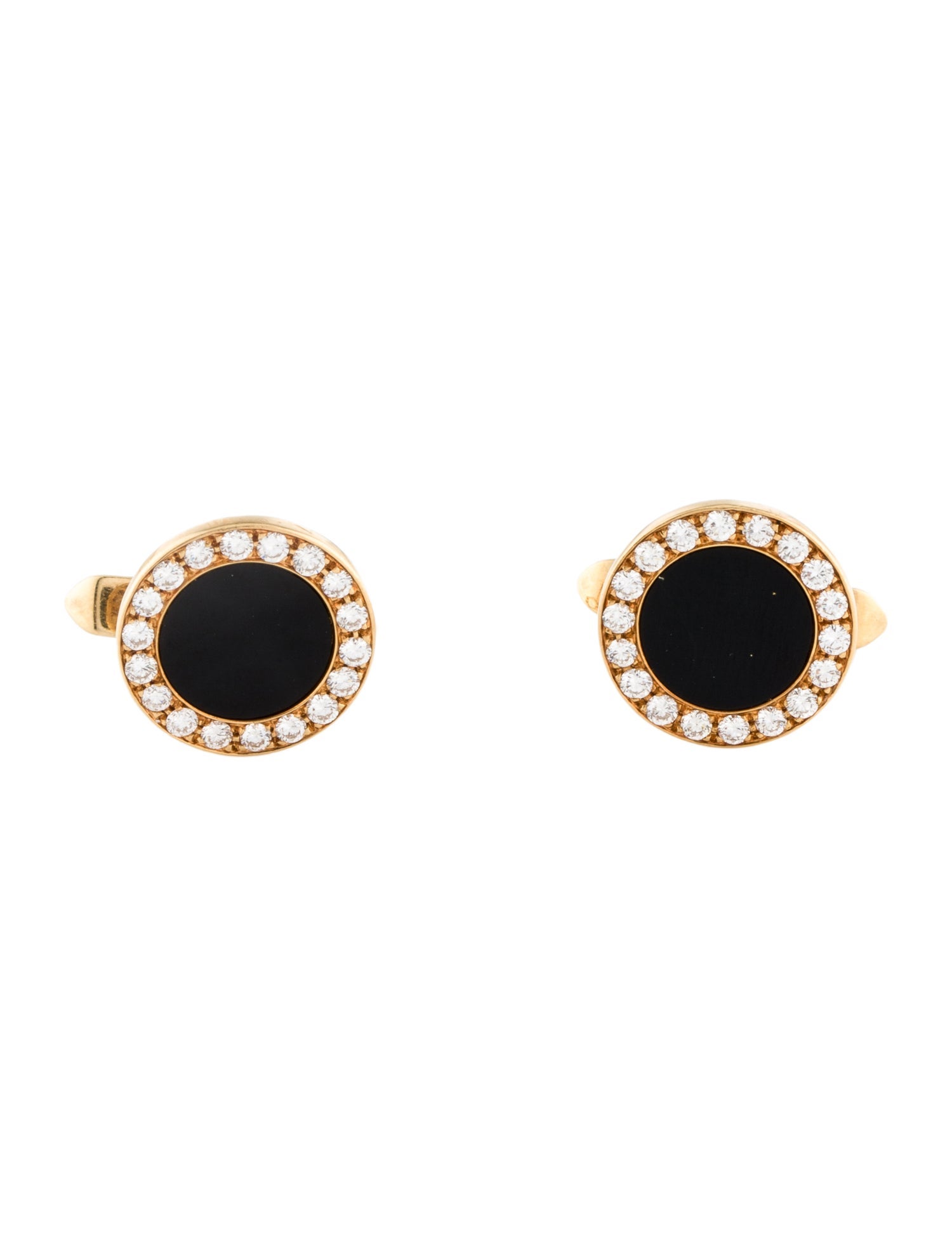 Bvlgari Vintage 18K Diamond & Onyx Cufflink