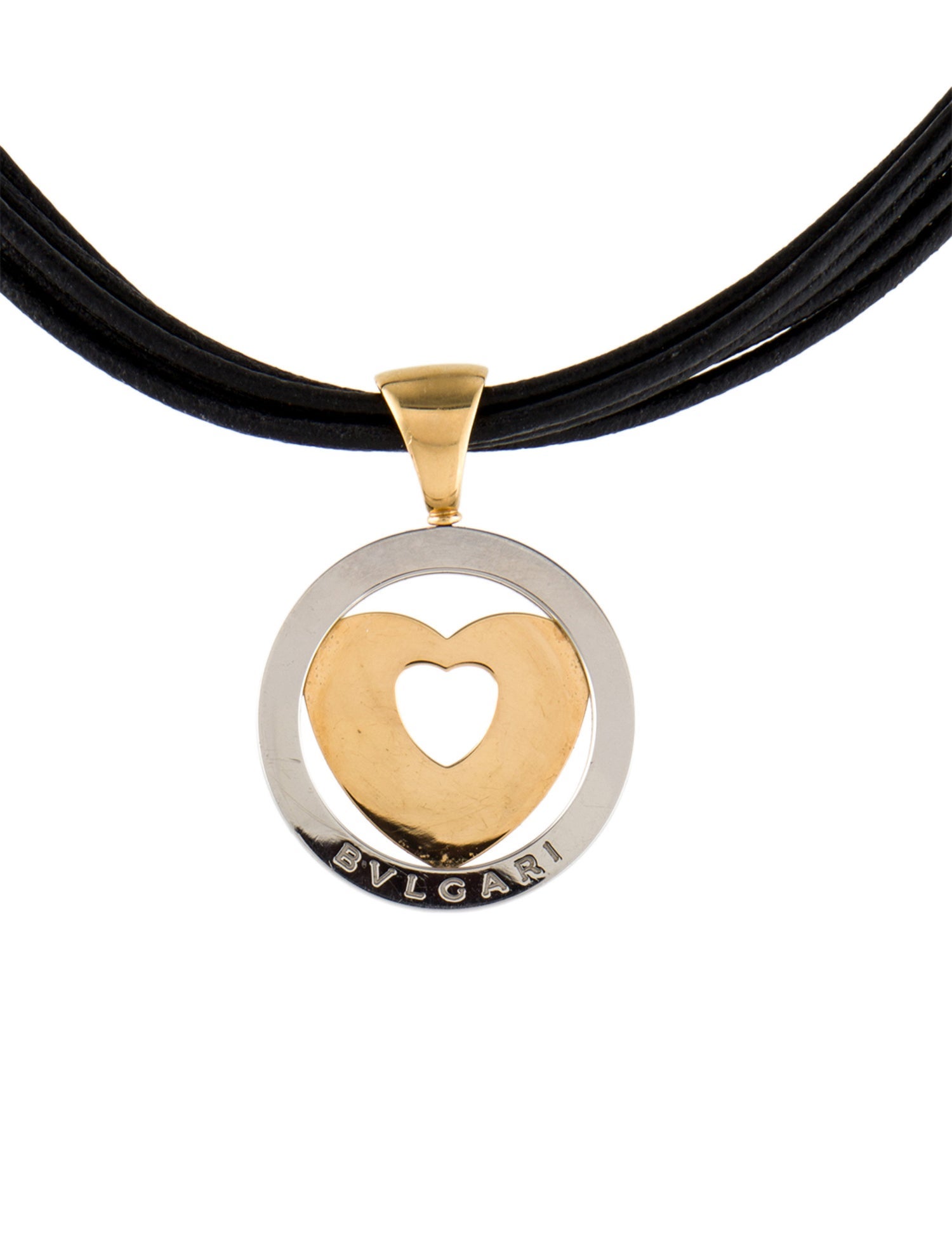 Bvlgari Two-Tone Tondo Heart Pendant Necklace
