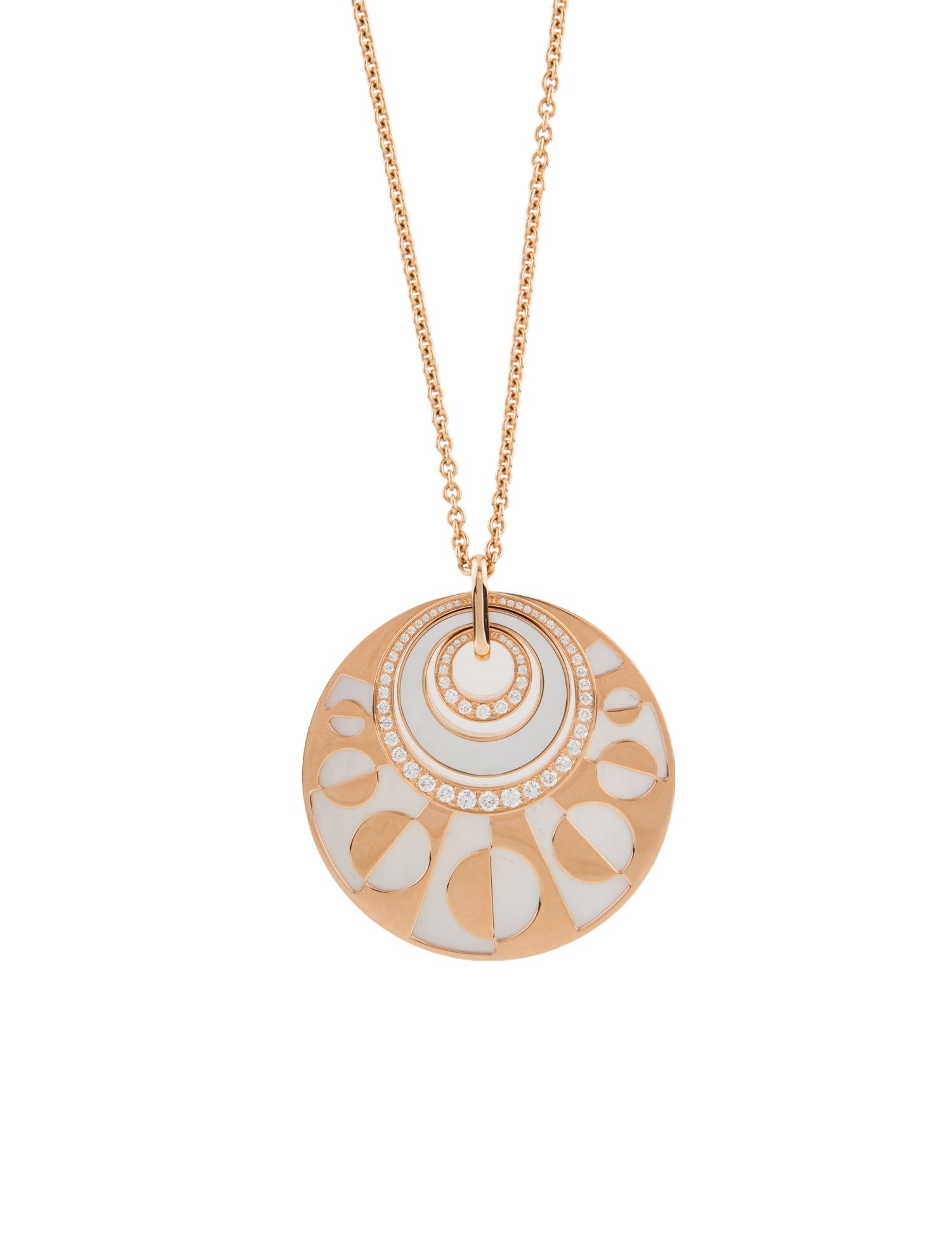 Bvlgari 18K Mother of Pearl & Diamond Intarsio Pendant Necklace