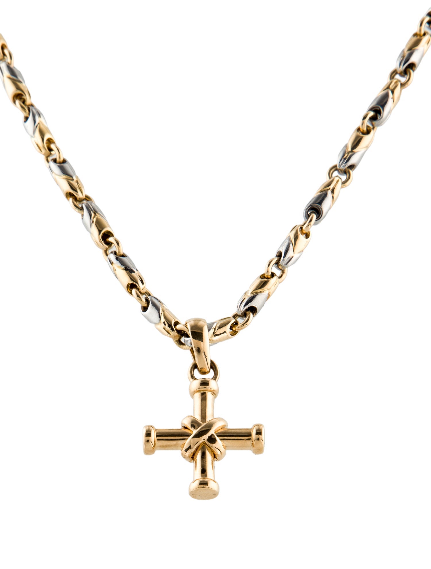 Bvlgari Two-Tone Cross Pendant Necklace