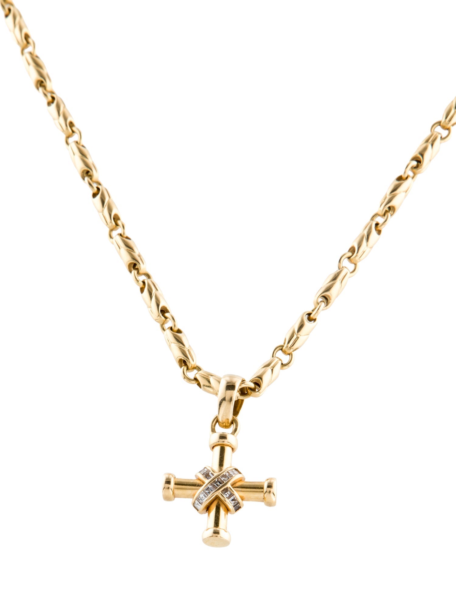 Bvlgari 18K Diamond Cross Pendant Necklace