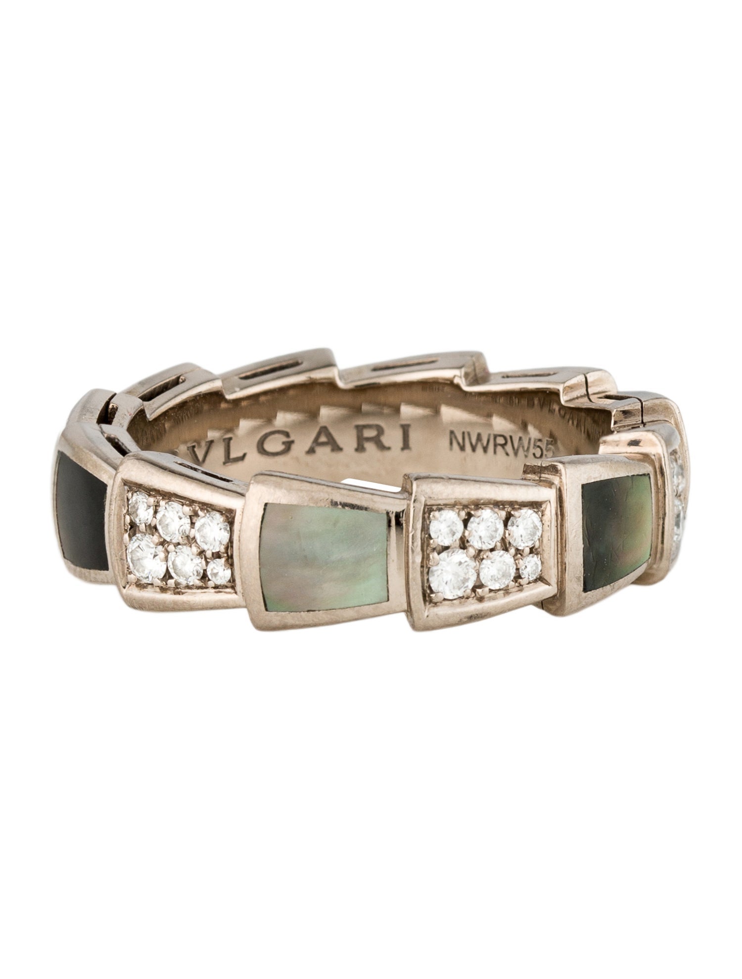 Bvlgari 18K Mother Of Pearl & Diamond Serpenti Viper Ring