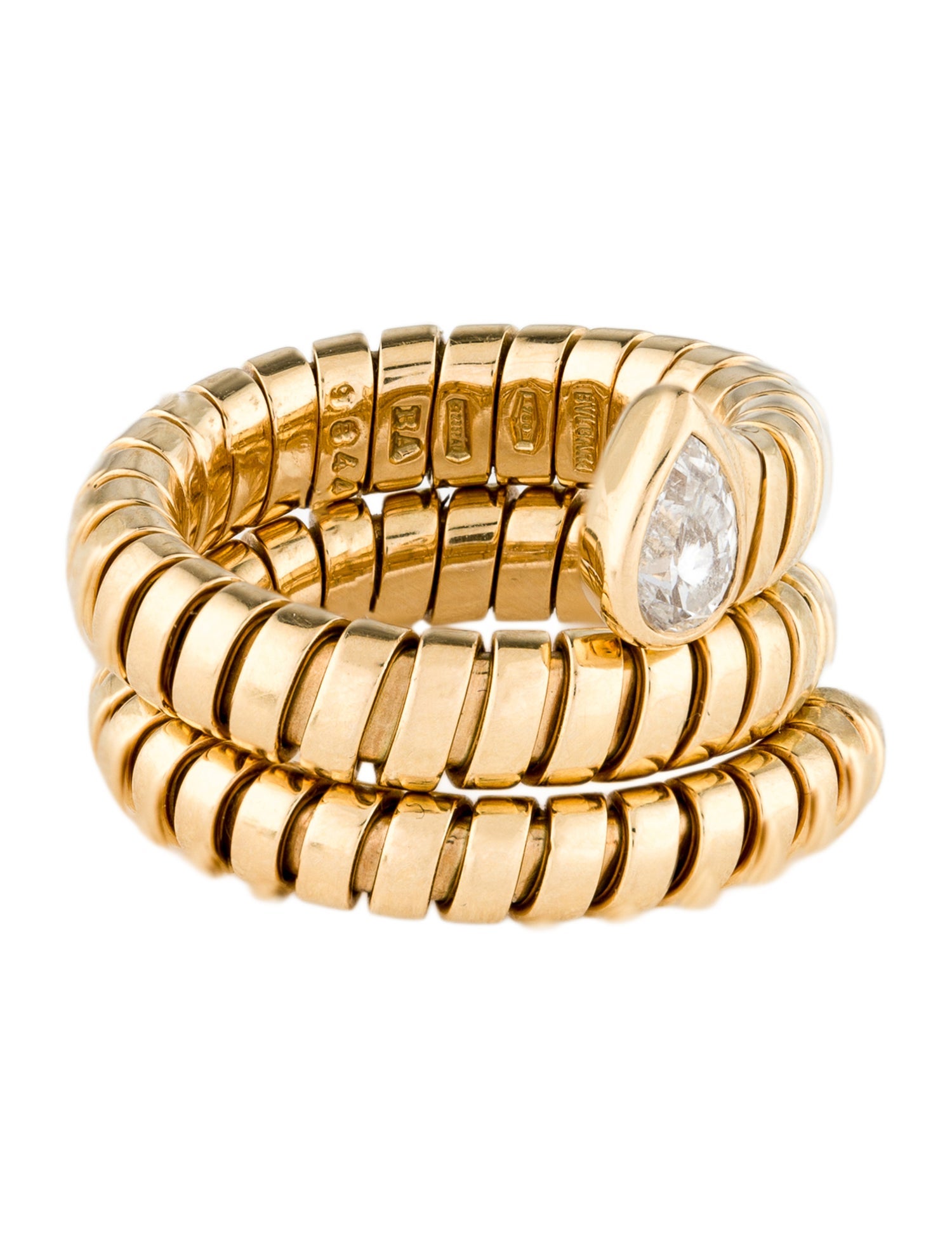 Bvlgari 18K Diamond Tubogas Ring