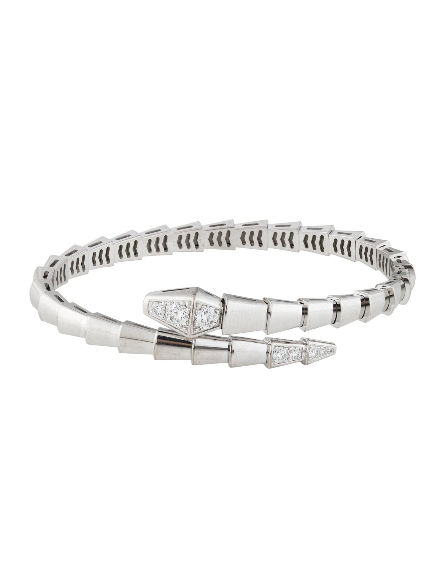 Bvlgari 18K Diamond Serpenti Viper Bangle Bracelet