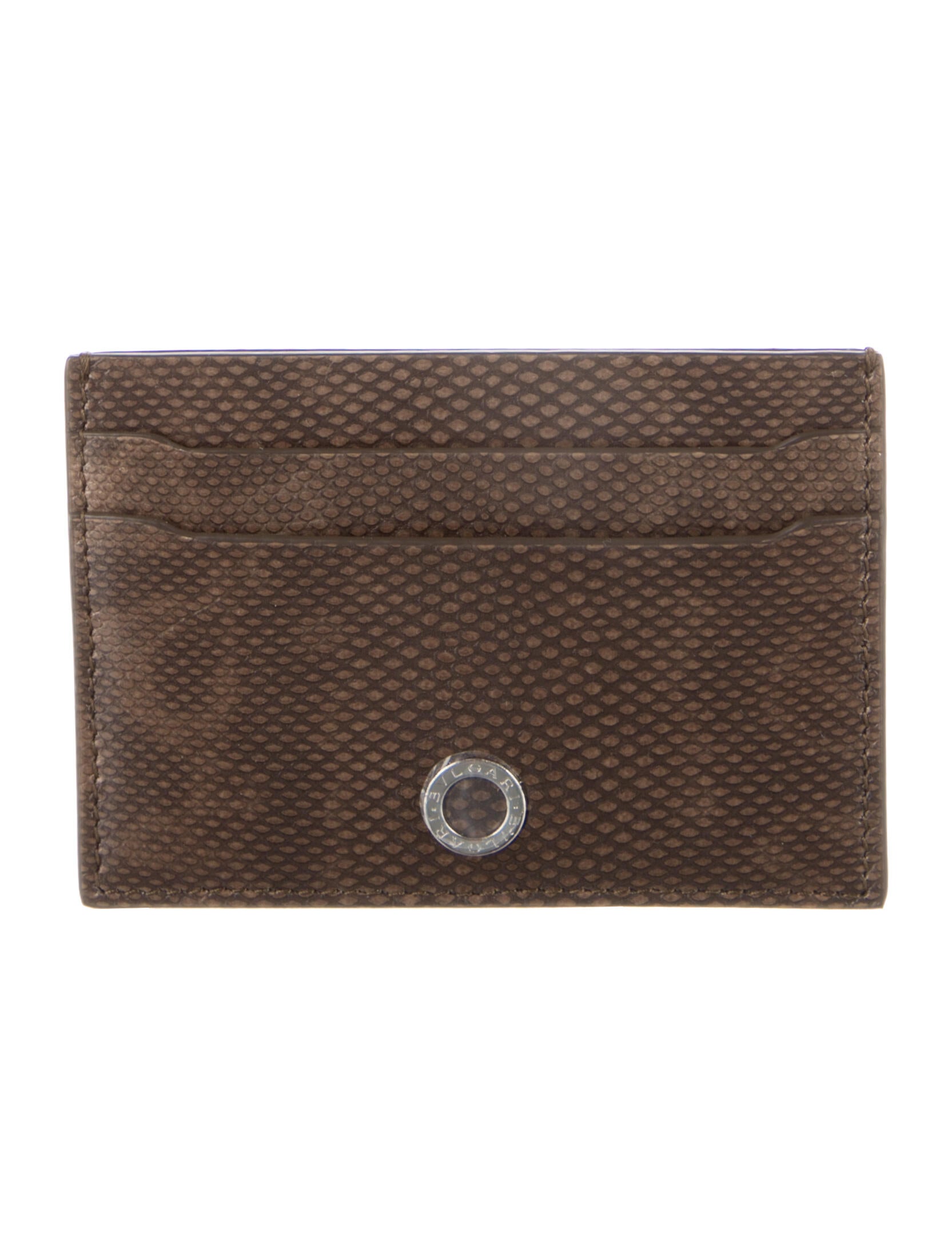 Bvlgari Embossed Leather Animal Print Card Holder