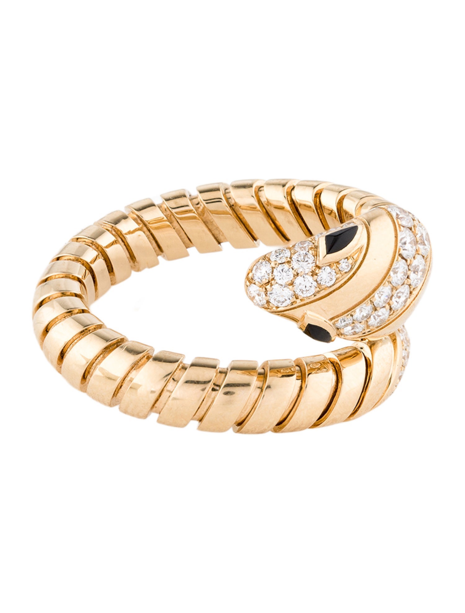 Bvlgari 18K Diamond & Onyx Serpenti Tubogas Ring