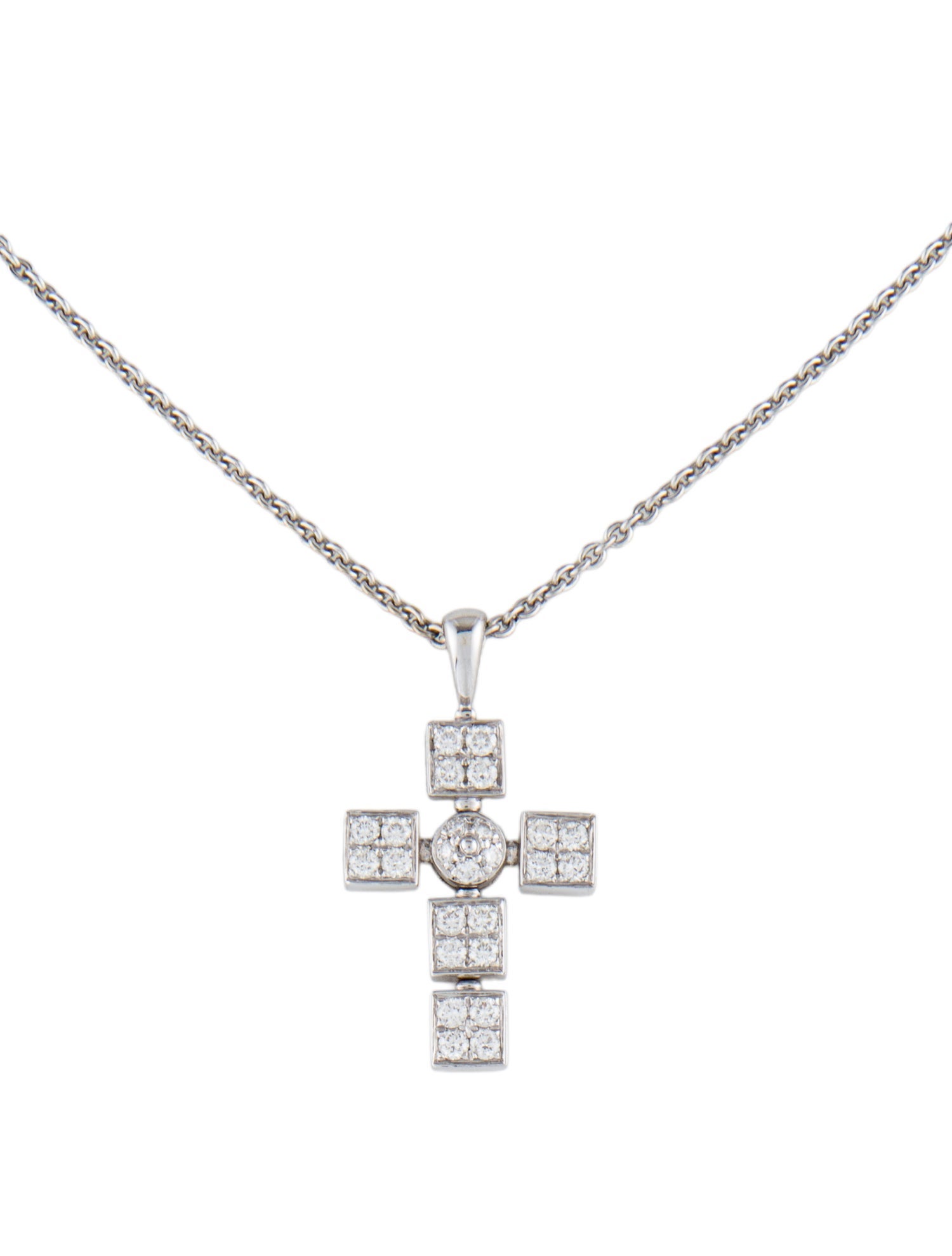 Bvlgari 18K Diamond Cross Pendant Necklace