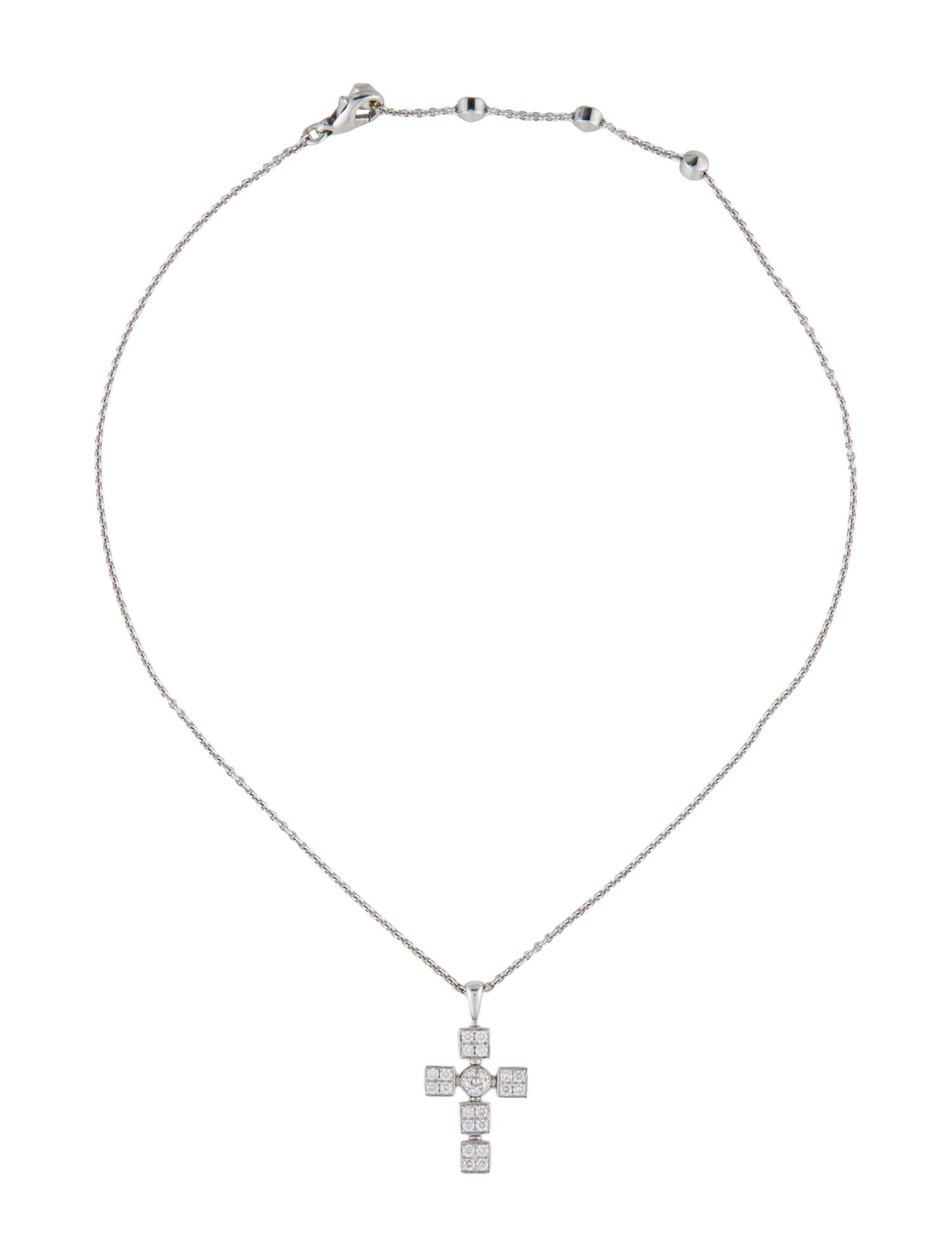 Bvlgari 18K Diamond Cross Pendant Necklace