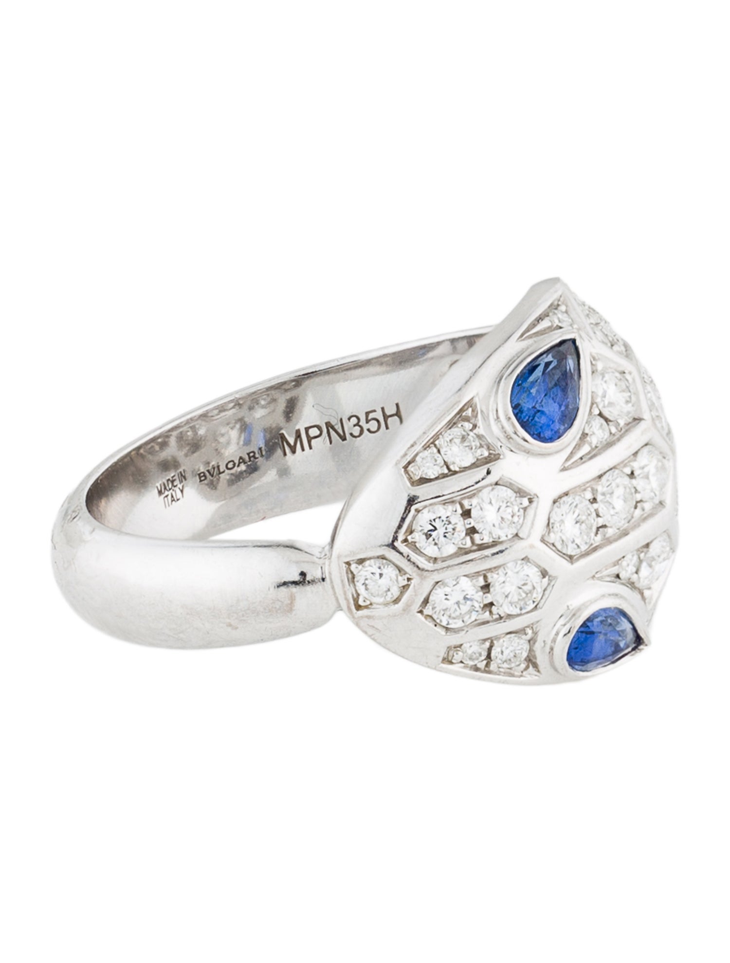 Bvlgari 18K Sapphire & Diamond Serpenti Ring
