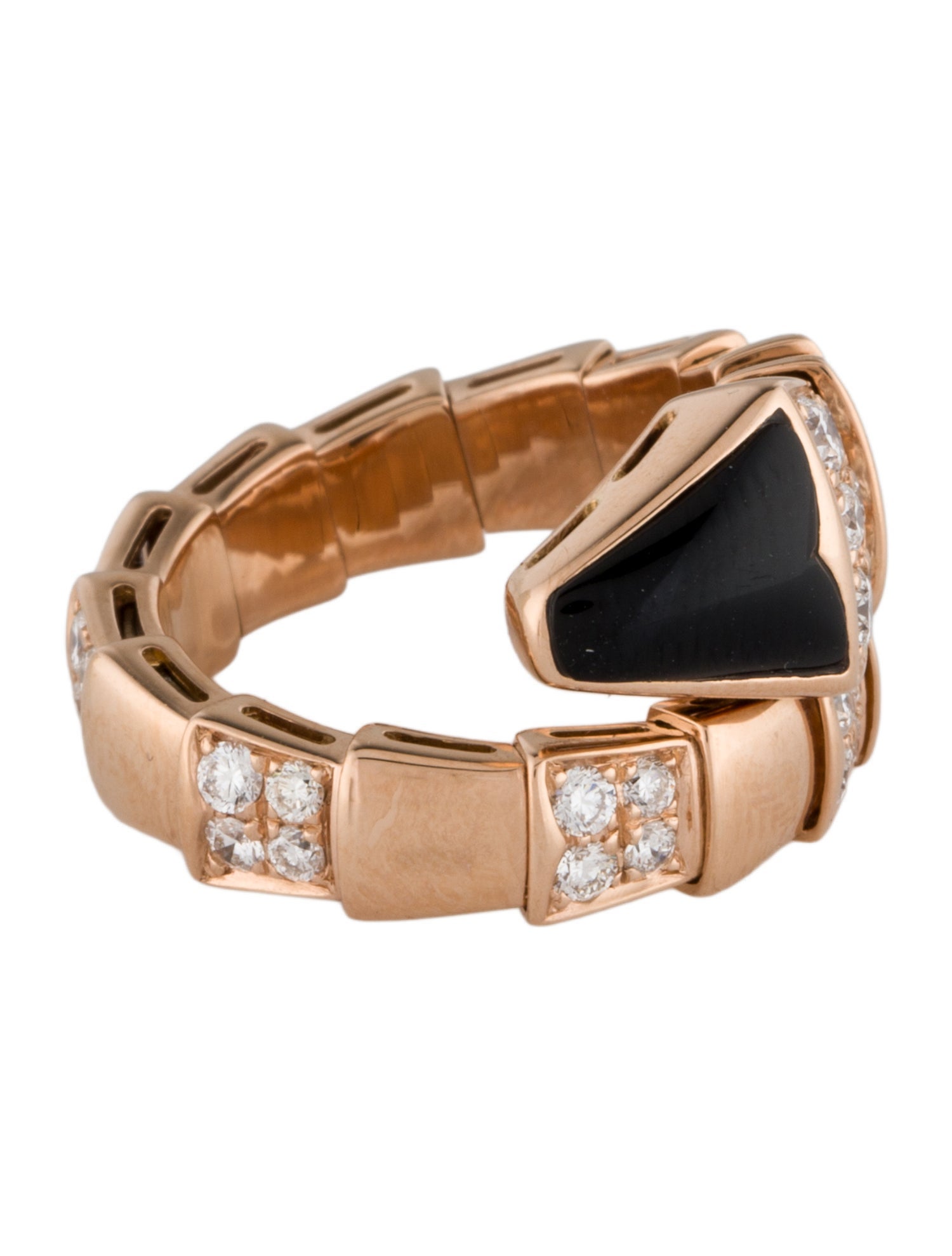 Bvlgari 18K Onyx & Diamond Serpenti Viper Ring