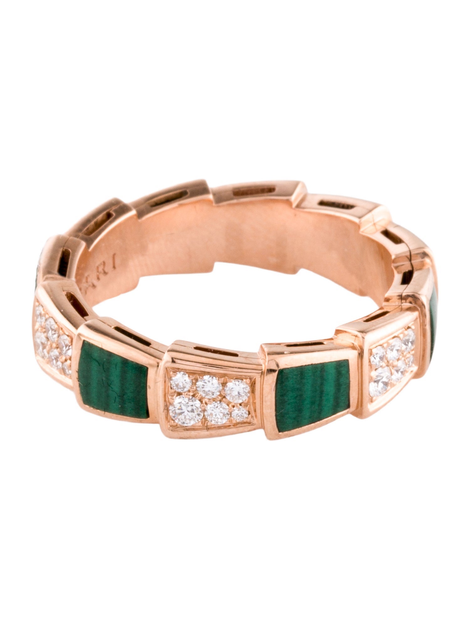 Bvlgari 18K Diamond & Malachite Serpenti Viper Ring
