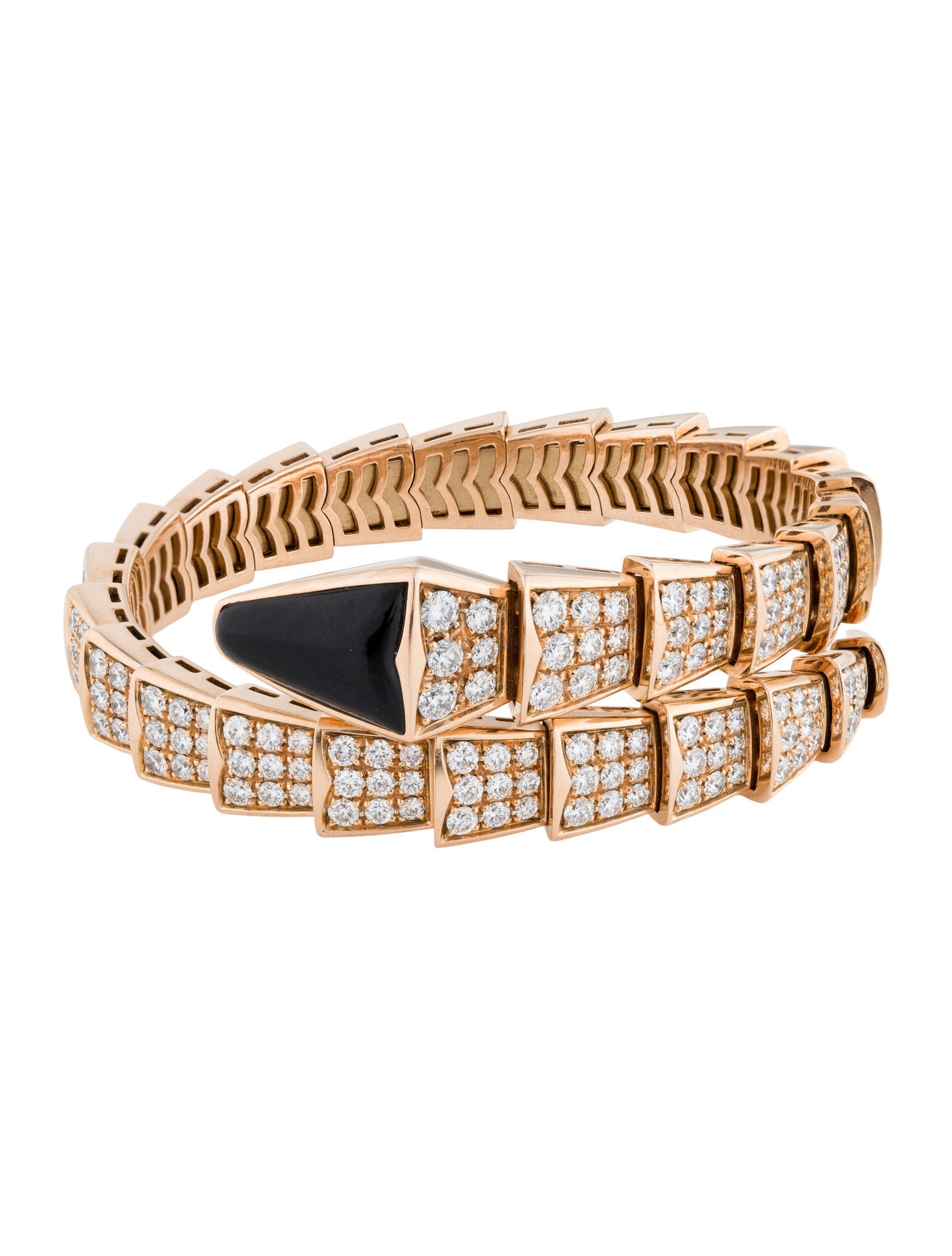 Bvlgari Onyx & Diamond Serpenti Viper Wrap Bracelet