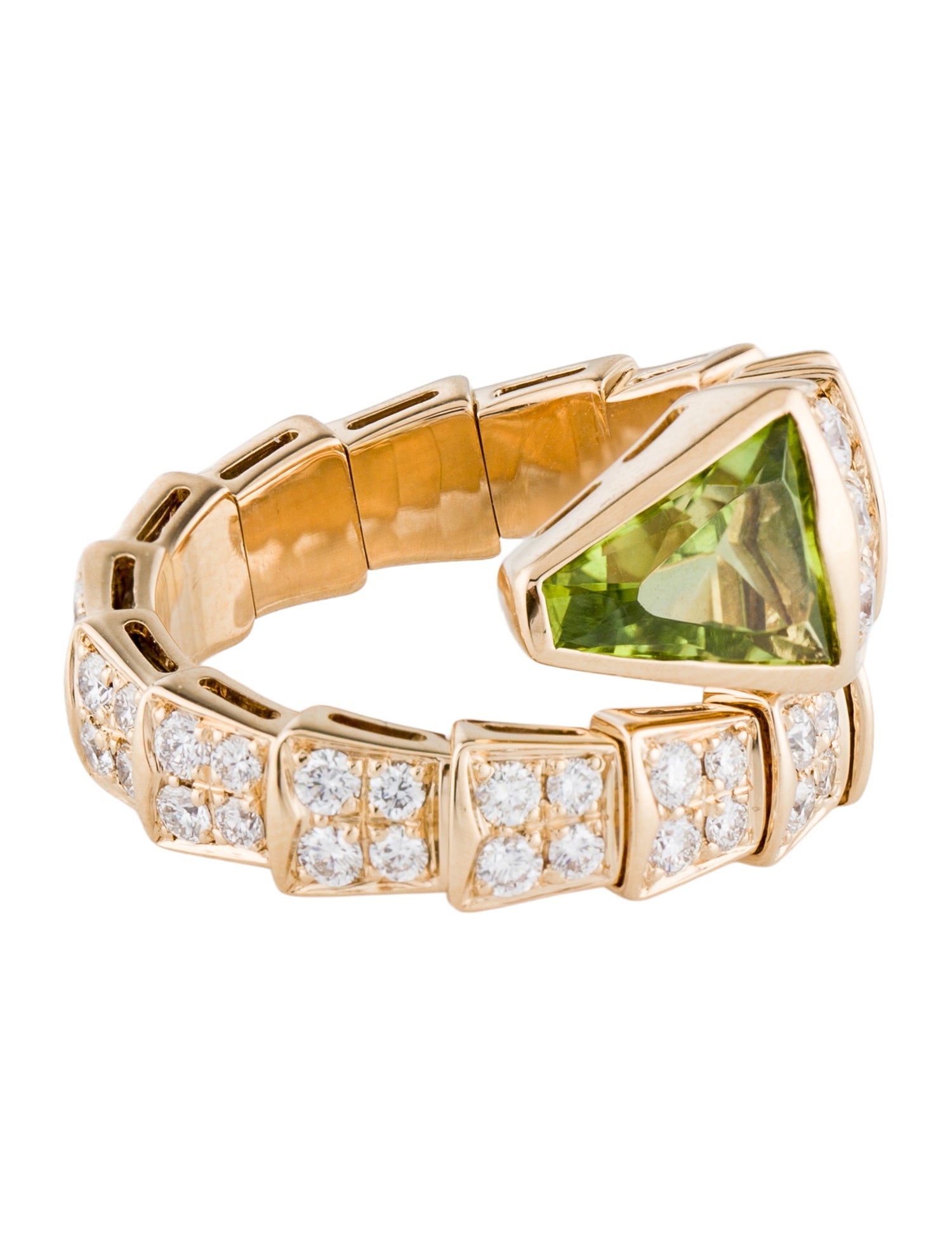 Bvlgari 18K Peridot & Diamond Serpenti Viper Cocktail Ring