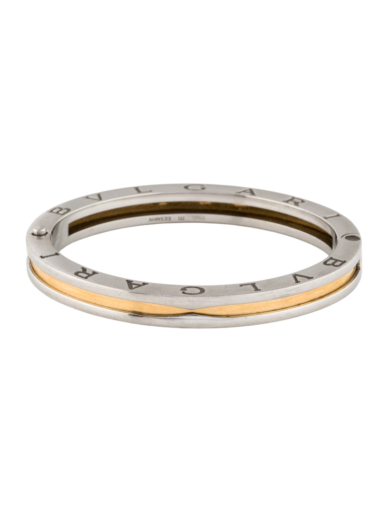 Bvlgari Two-Tone B.zero1 Hinged Bangle Bracelet