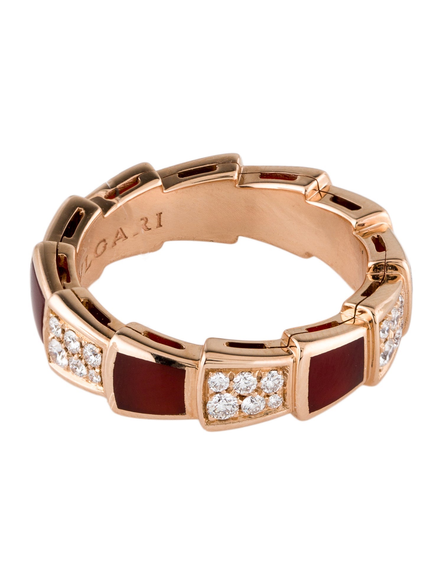 Bvlgari 18K Carnelian & Diamond Serpenti Viper Band