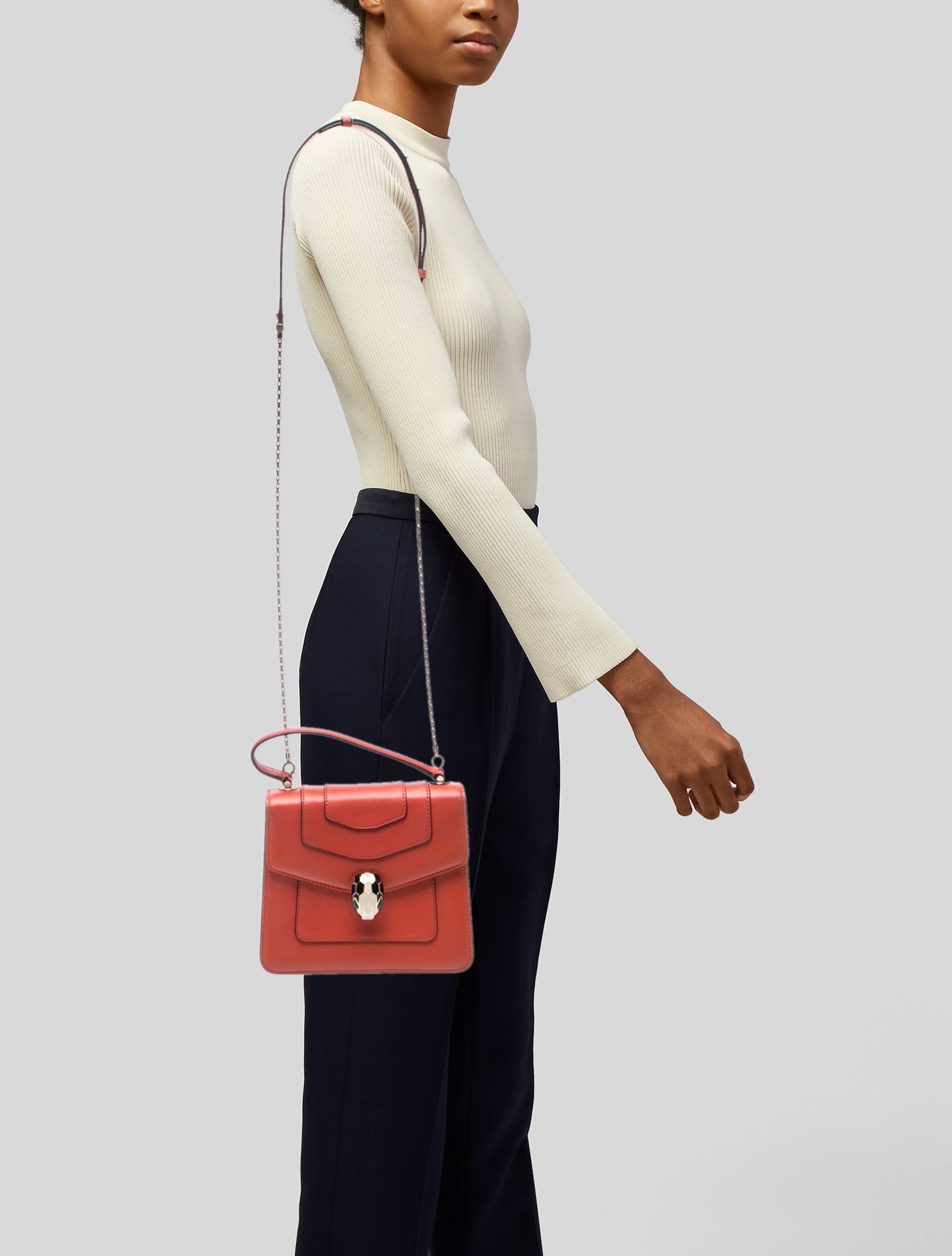 BVLGARI 革製品　鞄 Bvlgari Leather Top Handle Bag - Red Handle Bags, Handbags