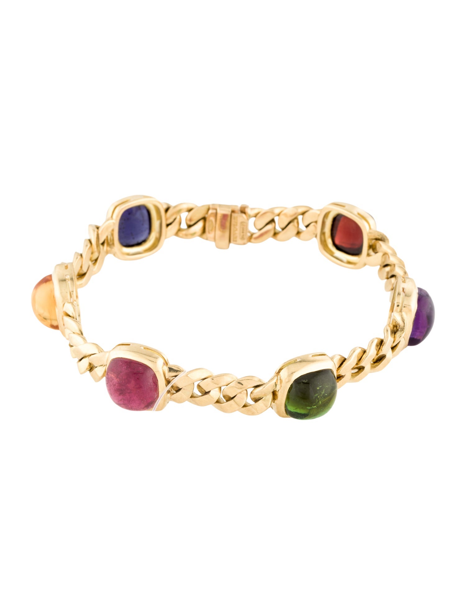 Bvlgari Vintage 18K Multistone Curb Chain Bracelet