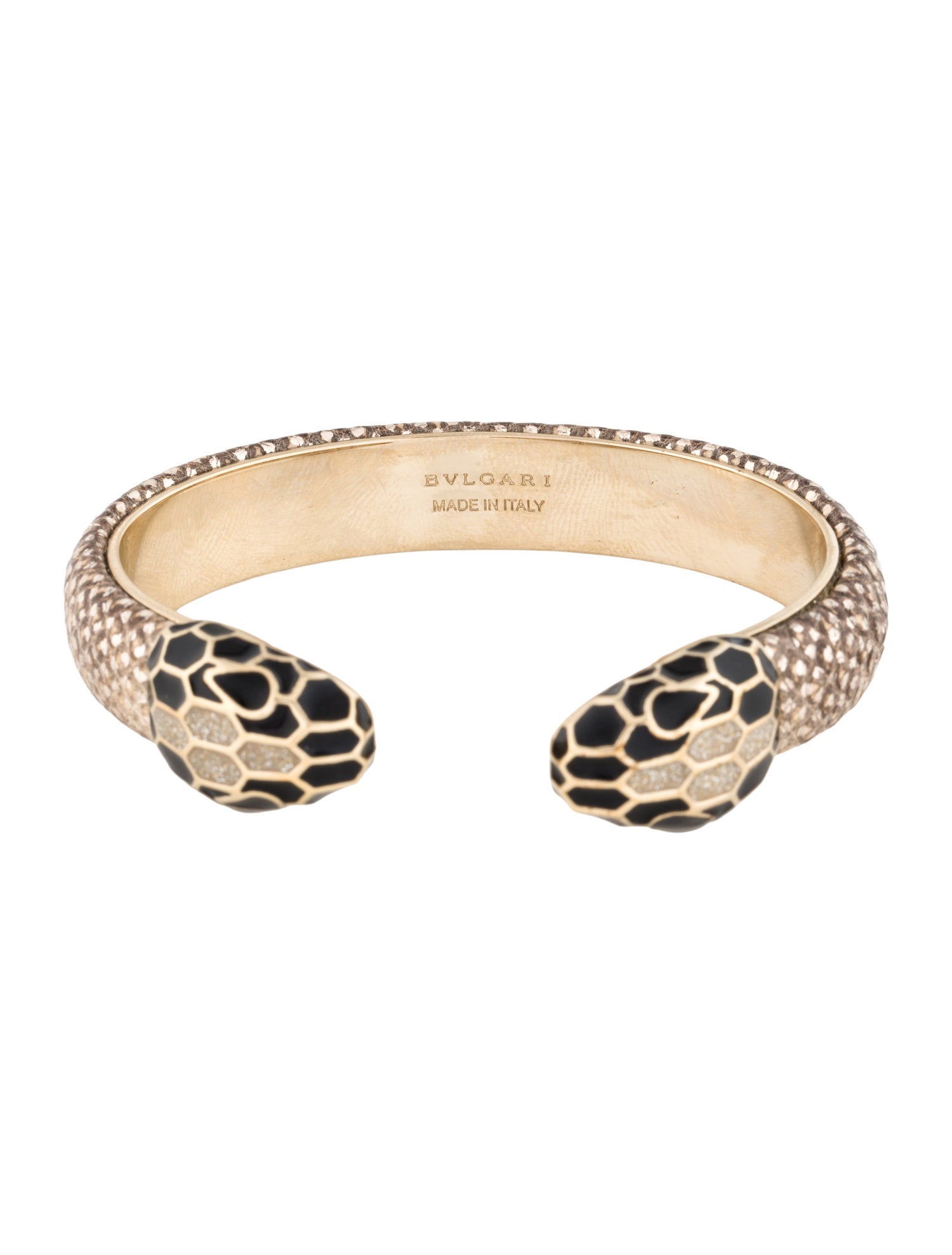 Bvlgari Leather & Enamel Serpenti Forever Cuff Bracelet
