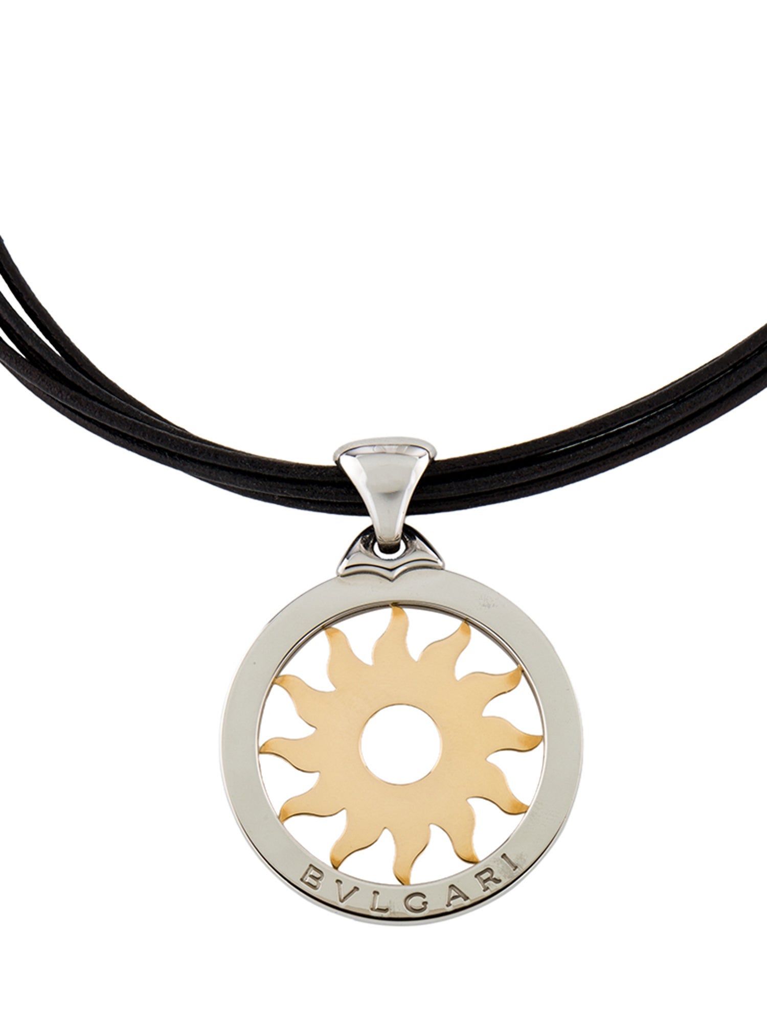 Bvlgari Vintage Leather Sun Tondo Pendant Necklace