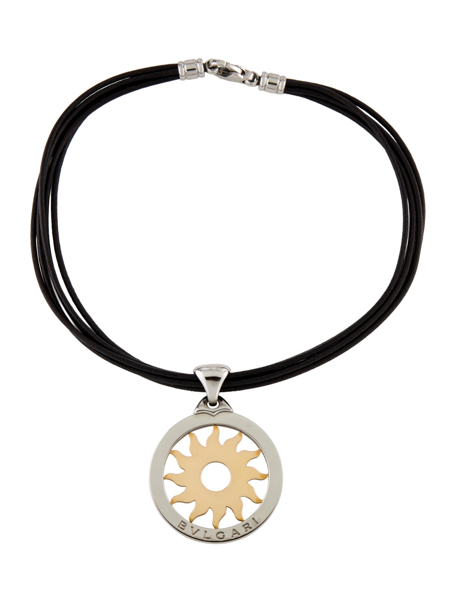 Bvlgari Vintage Leather Sun Tondo Pendant Necklace