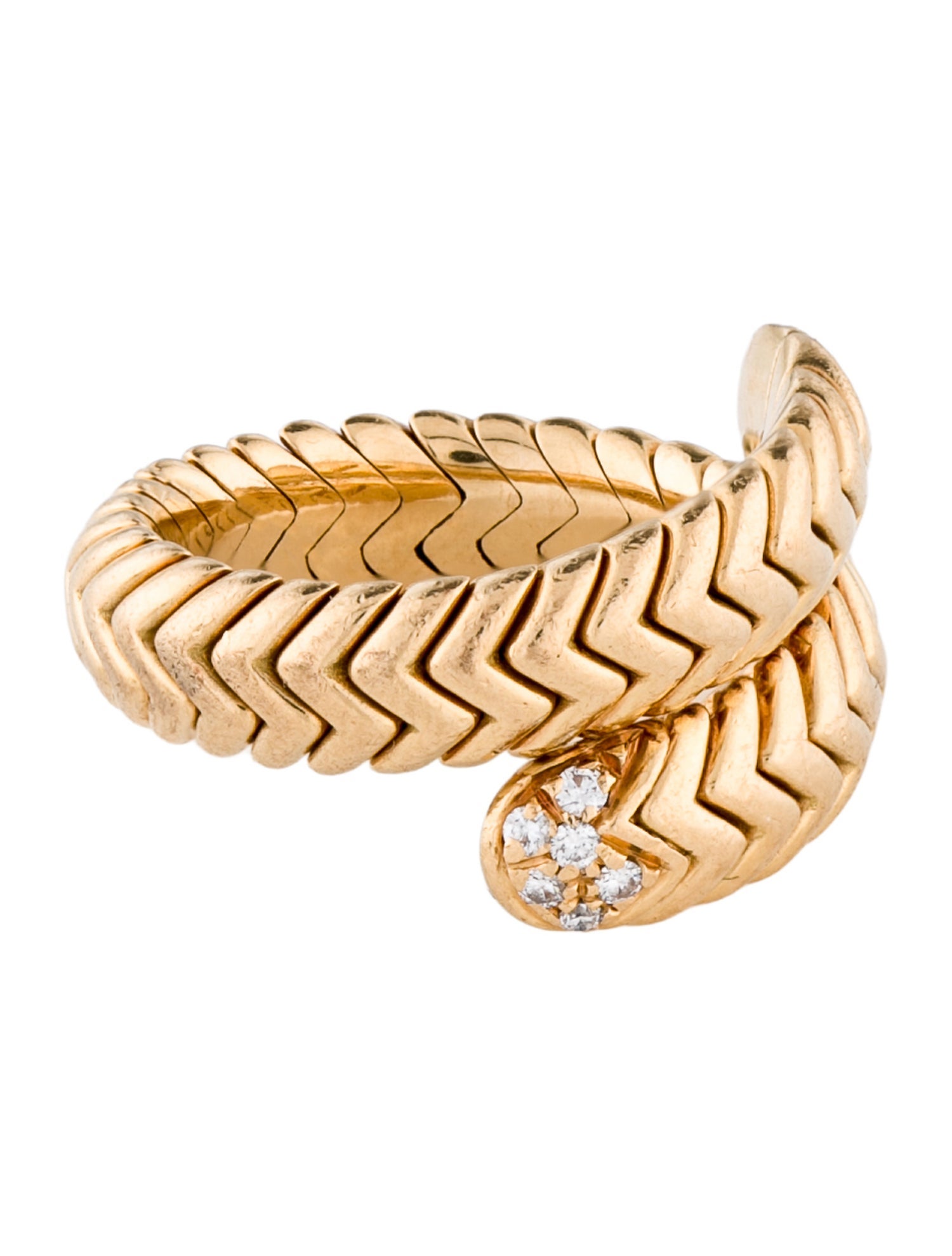 Bvlgari Vintage 18K Diamond Spiga Coil Ring