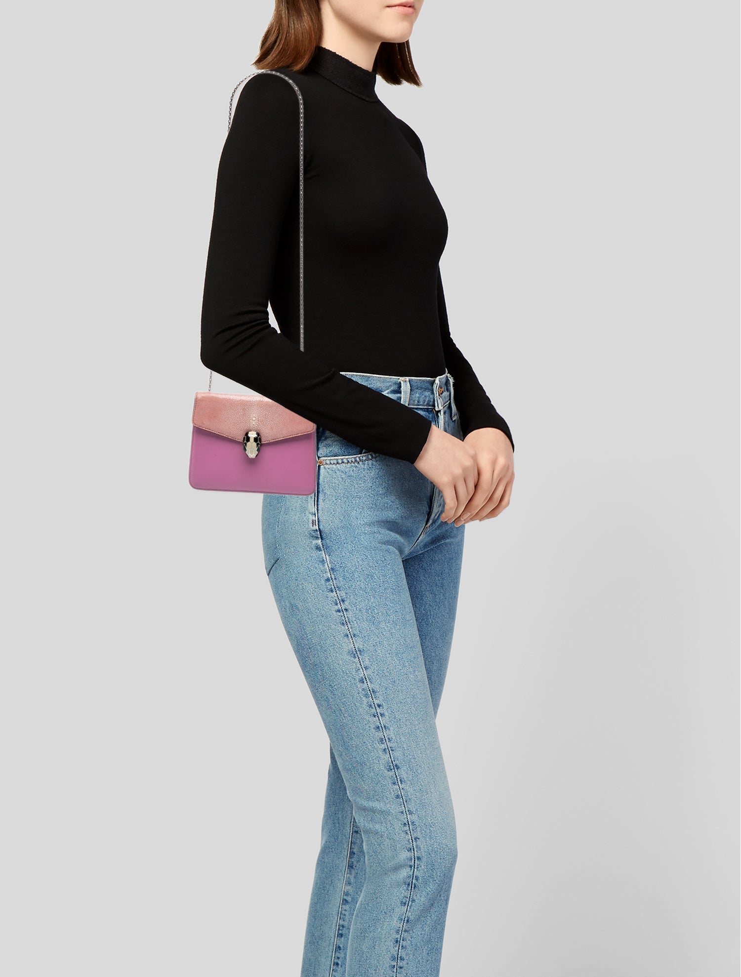 Bvlgari Signature Leather & Galuchat Serpenti Forever Bag
