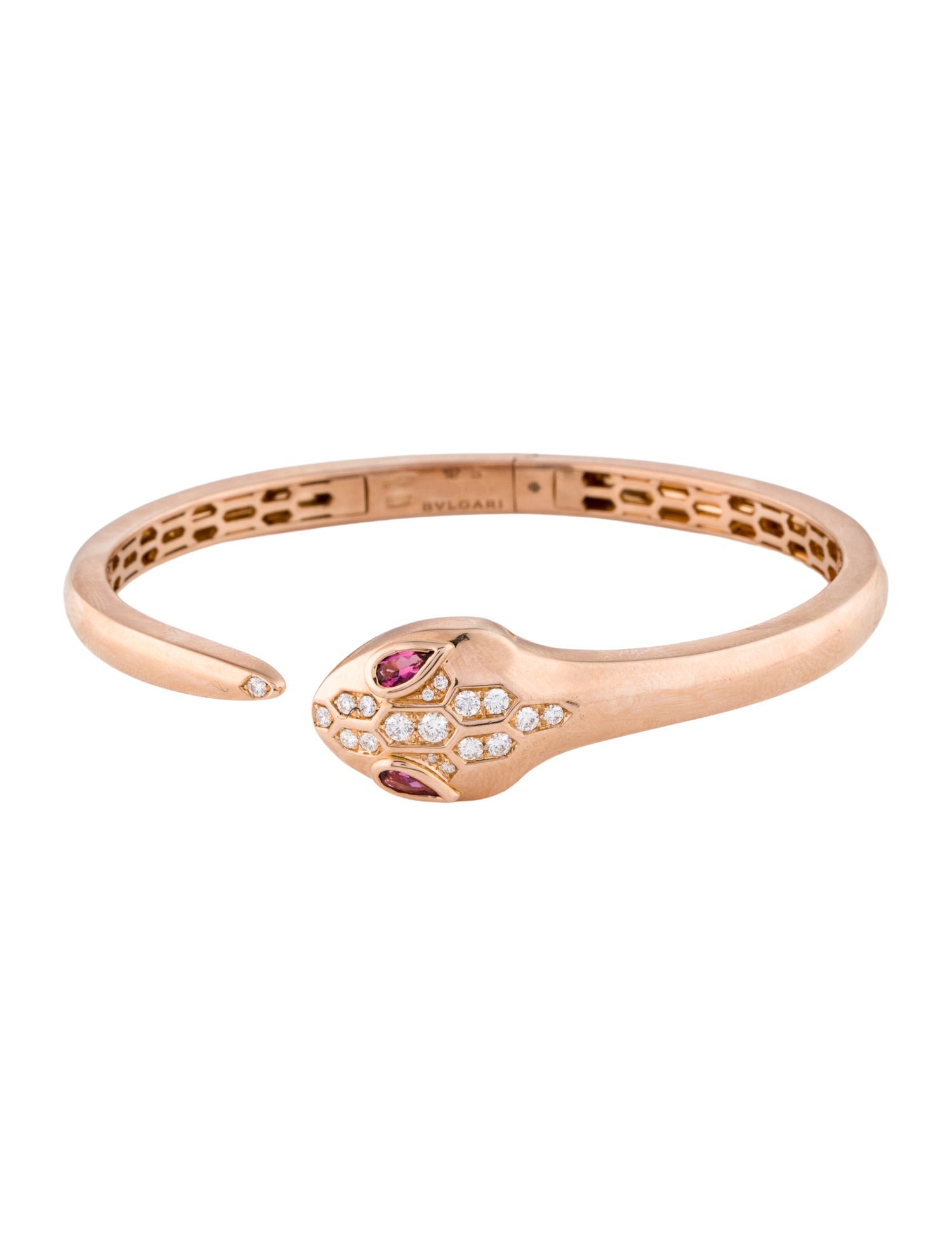 Bvlgari 18K Diamond & Tourmaline Serpenti Seduttori Cuff Bracelet