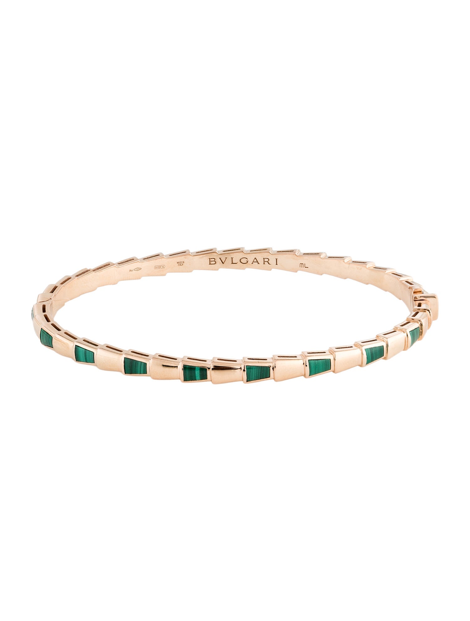 Bvlgari 18K Malachite Serpenti Viper Bangle Bracelet