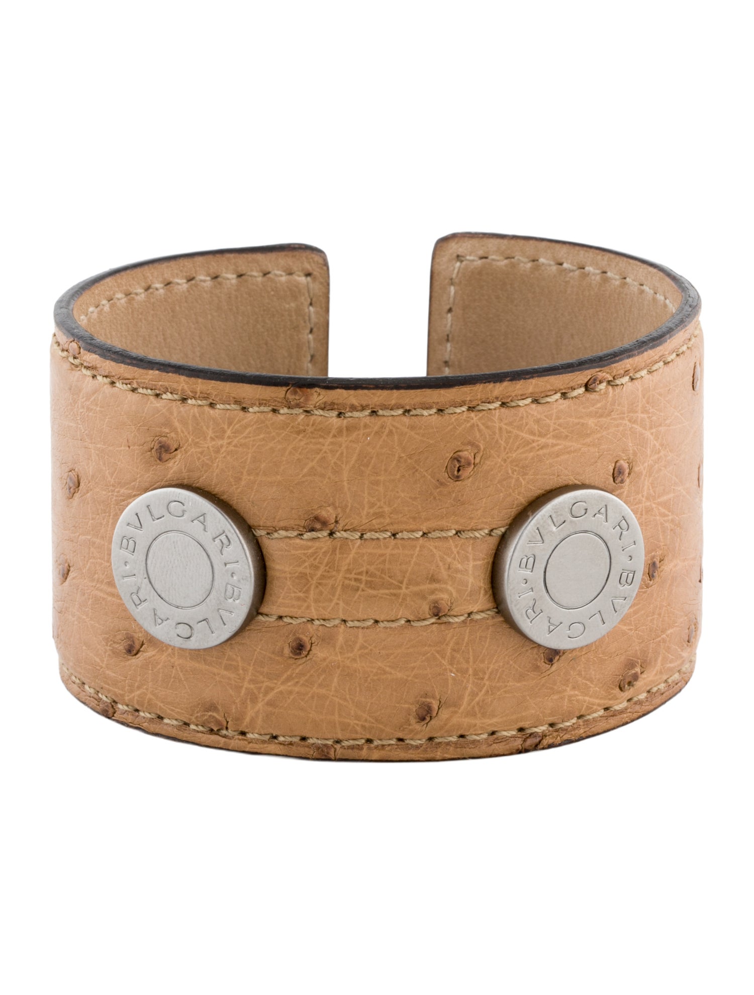 Bvlgari Ostrich Leather Wide Cuff
