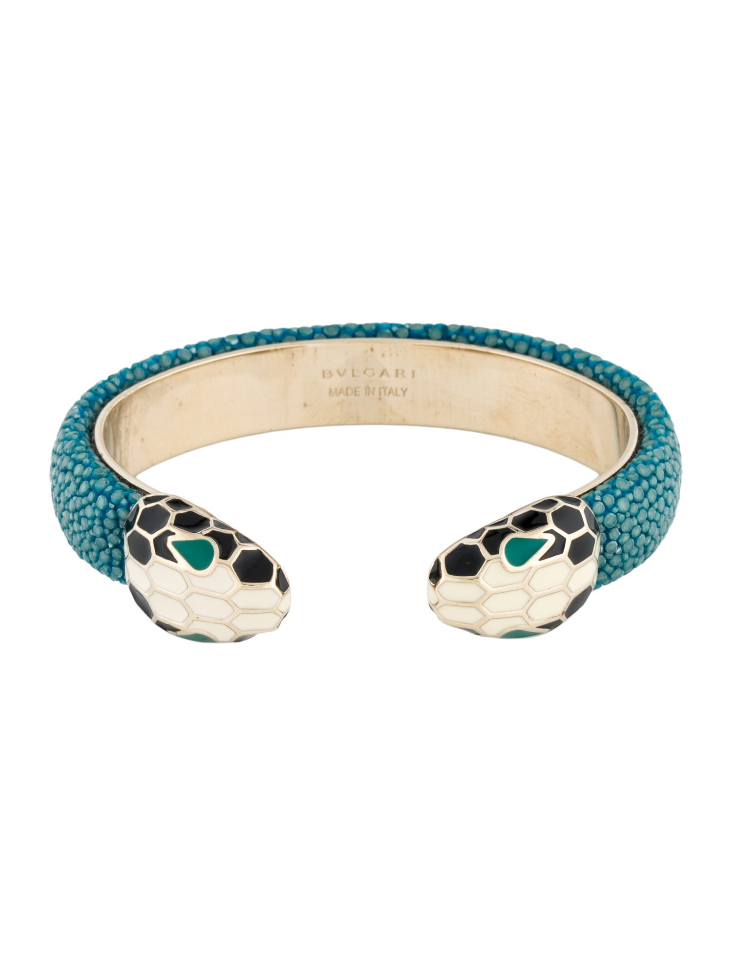 Bvlgari Leather Serpenti Forever Cuff Bracelet