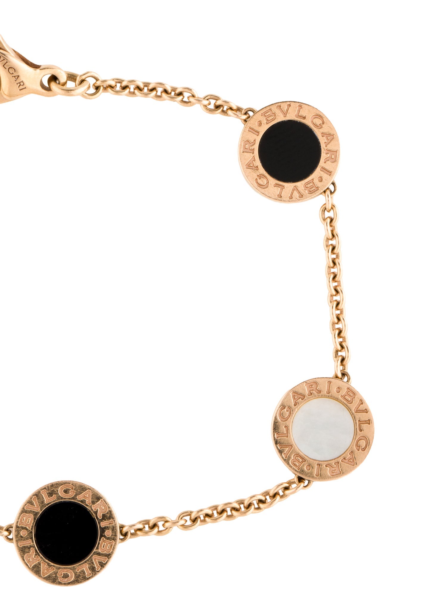 Bvlgari 18K Mother of Pearl & Onyx Station Bracelet